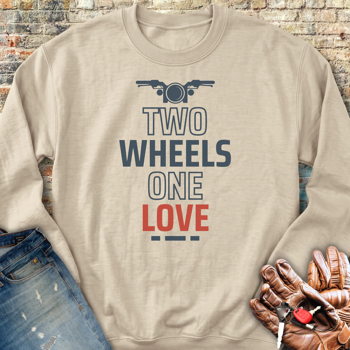 Two Wheels One Love Sweatshirt - Sand