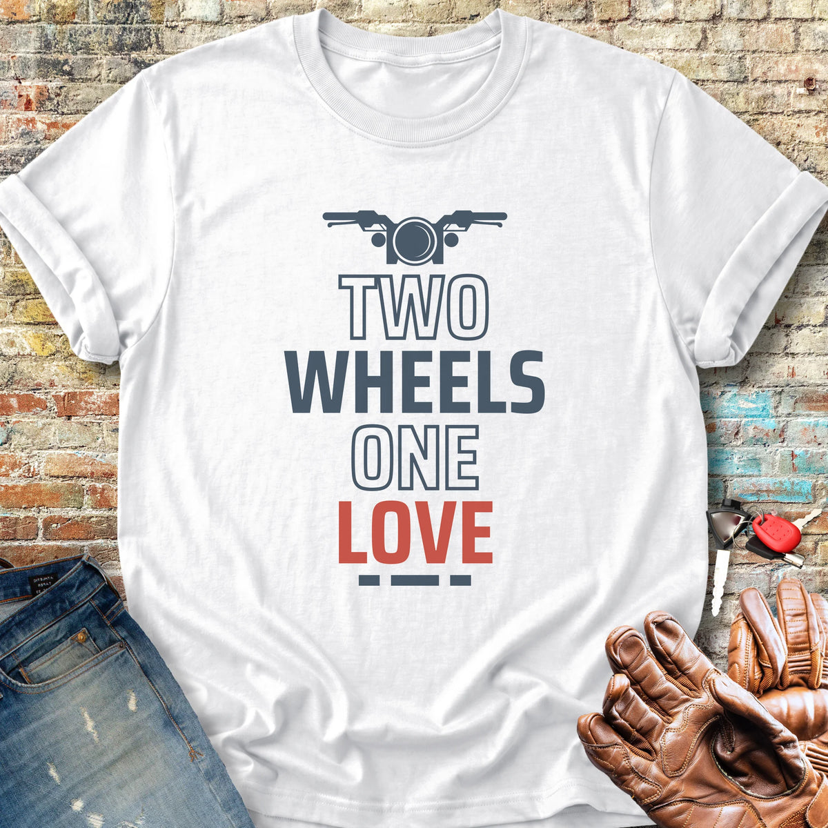 Two Wheels One Love Classic T-Shirt - White