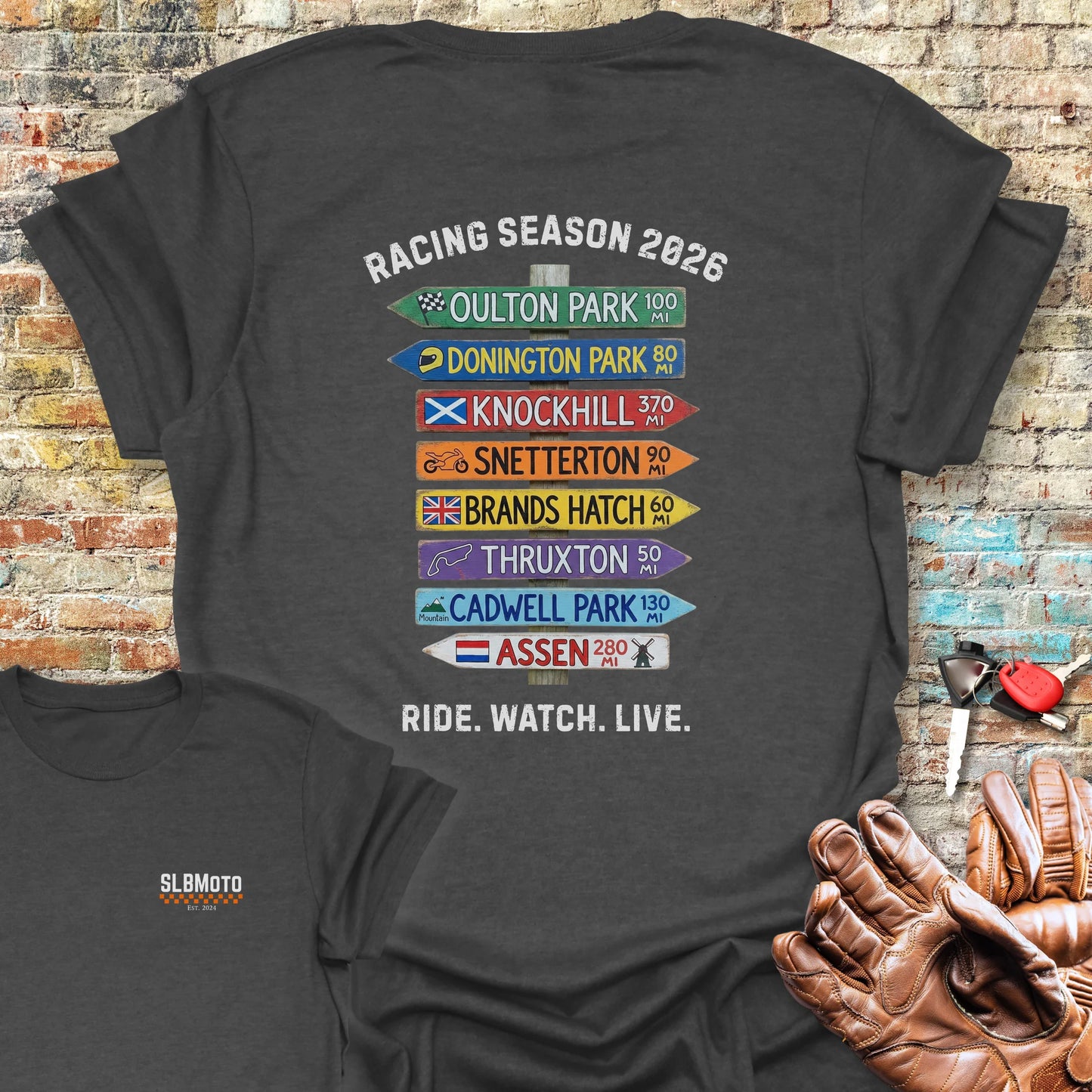 UK Race Tour 2026 Back Print T-Shirt - Dark Heather