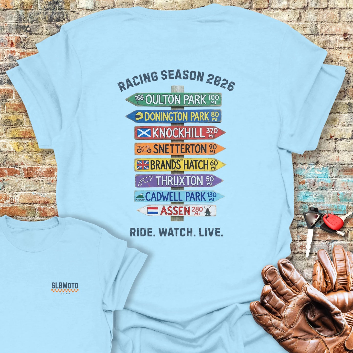 UK Race Tour 2026 Back Print T-Shirt - Light Blue