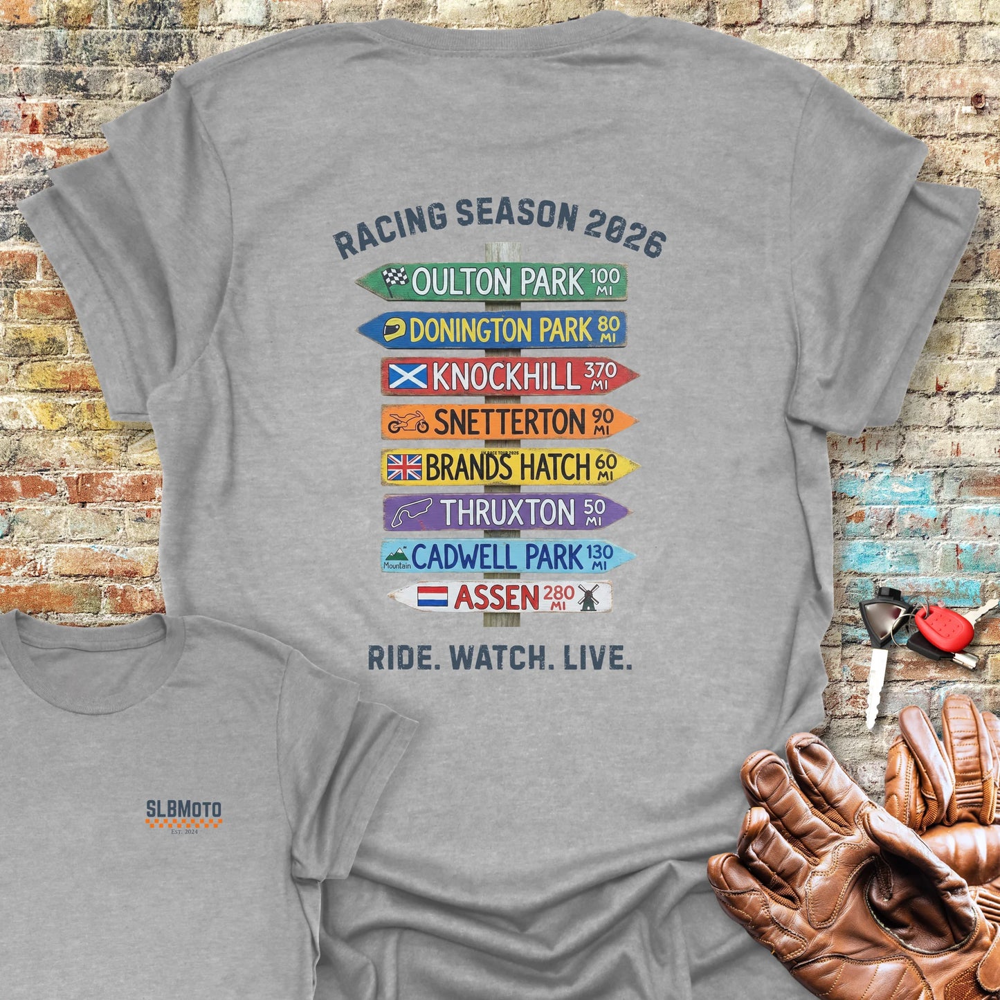 UK Race Tour 2026 Back Print T-Shirt - Sport Grey