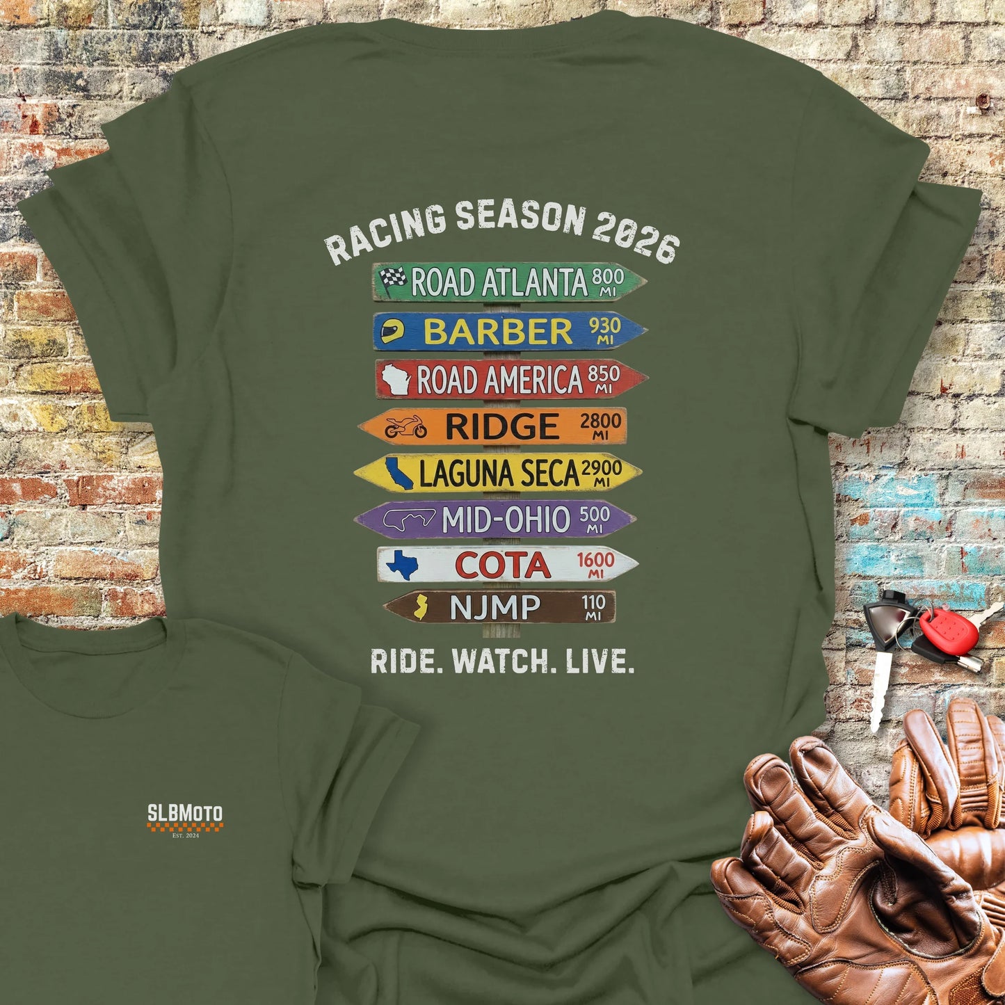 USA Race Tour 2026 Back Print T-Shirt - Military Green
