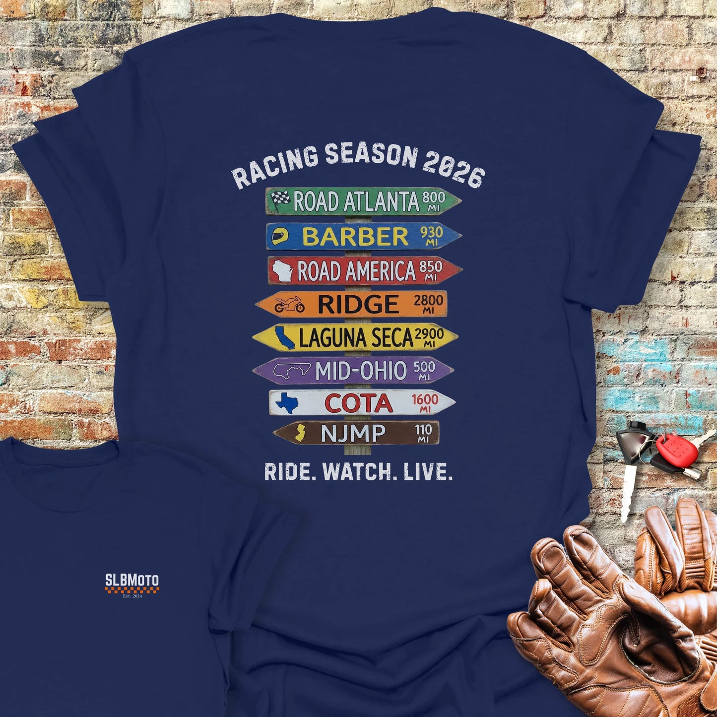 USA Race Tour 2026 Back Print T-Shirt - Navy