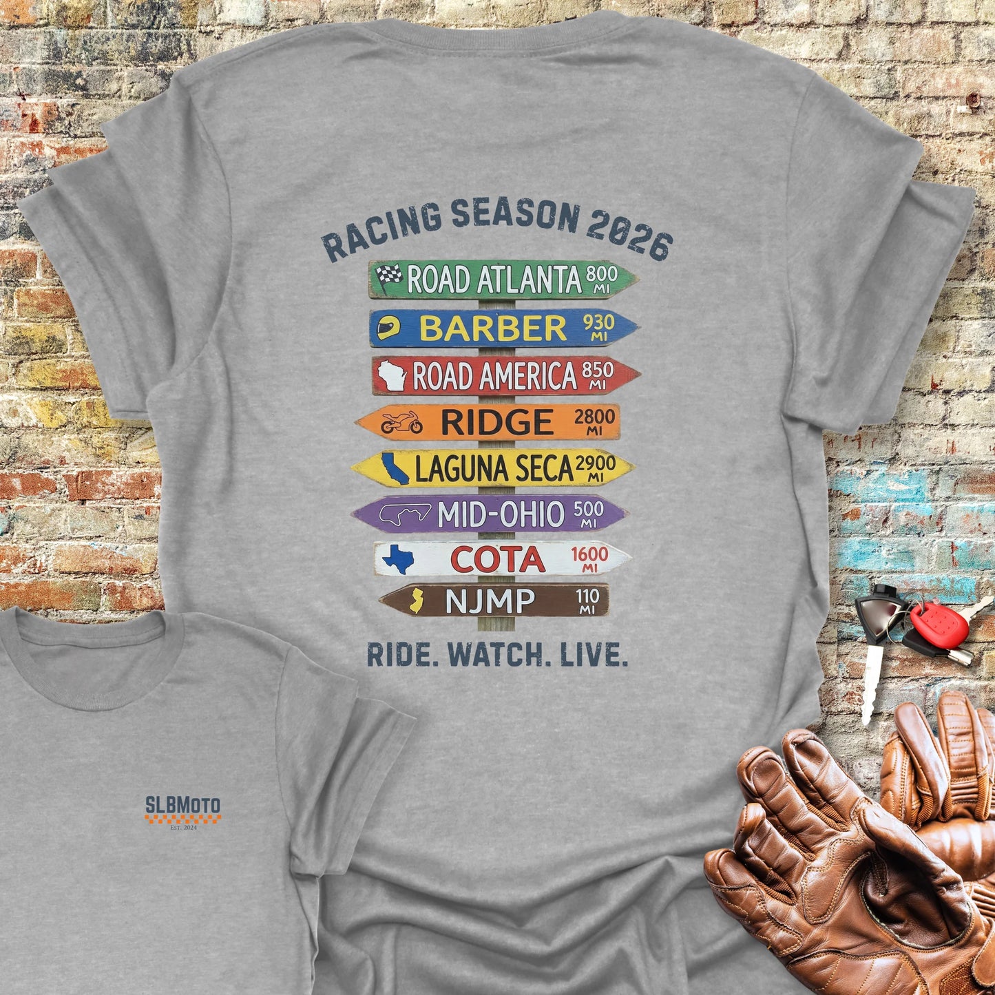 USA Race Tour 2026 Back Print T-Shirt - Sport Grey