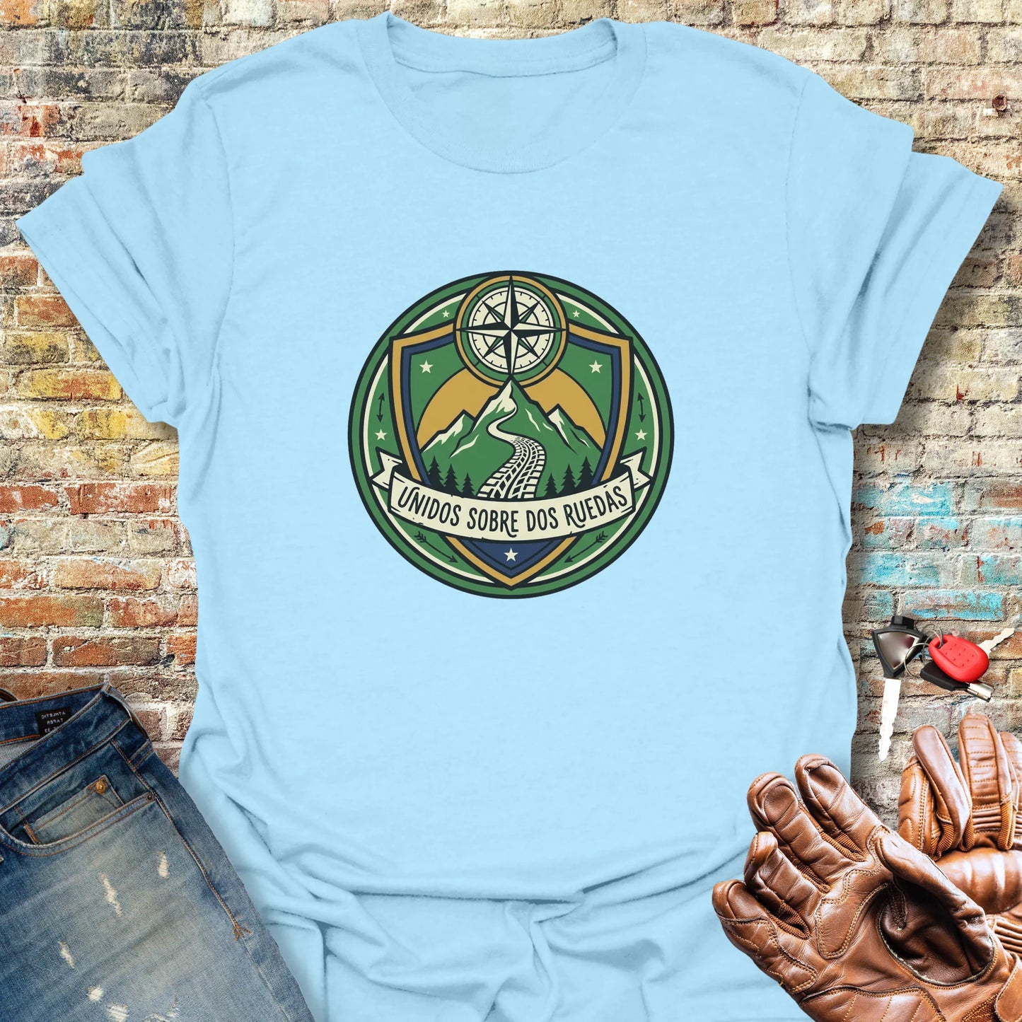 Unidos Sobre Dos Ruedas T-Shirt - Light Blue