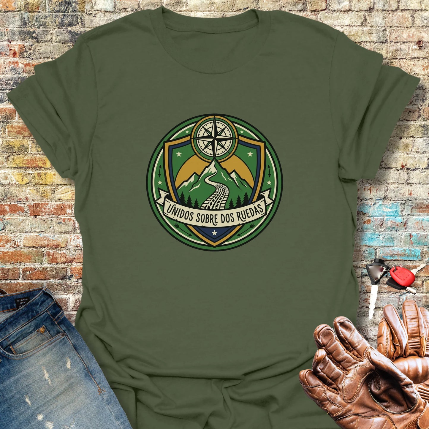 Unidos Sobre Dos Ruedas T-Shirt - Military Green