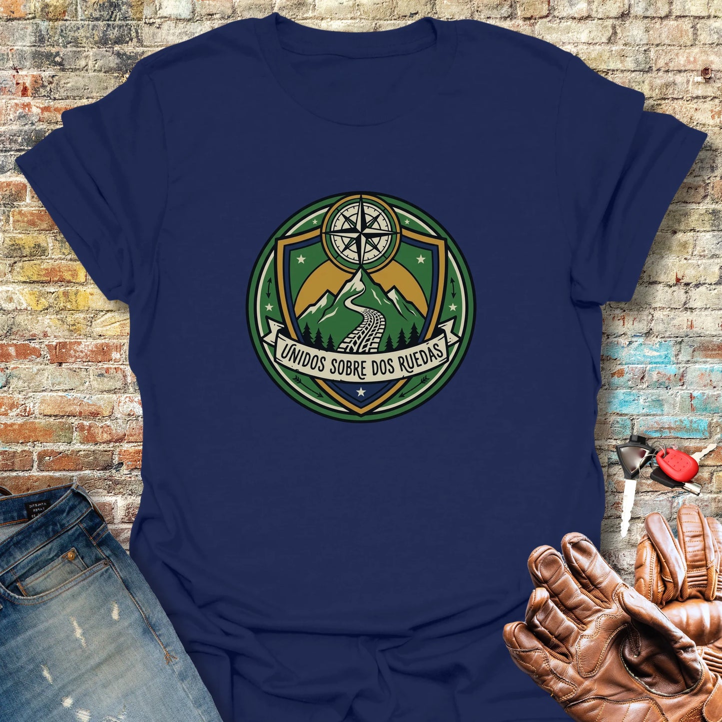 Unidos Sobre Dos Ruedas T-Shirt - Navy