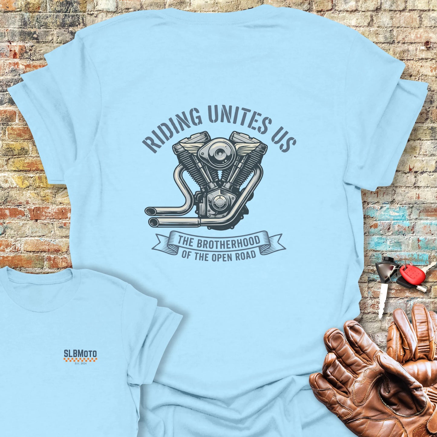 United Brotherhood Back Print T-Shirt - Light Blue