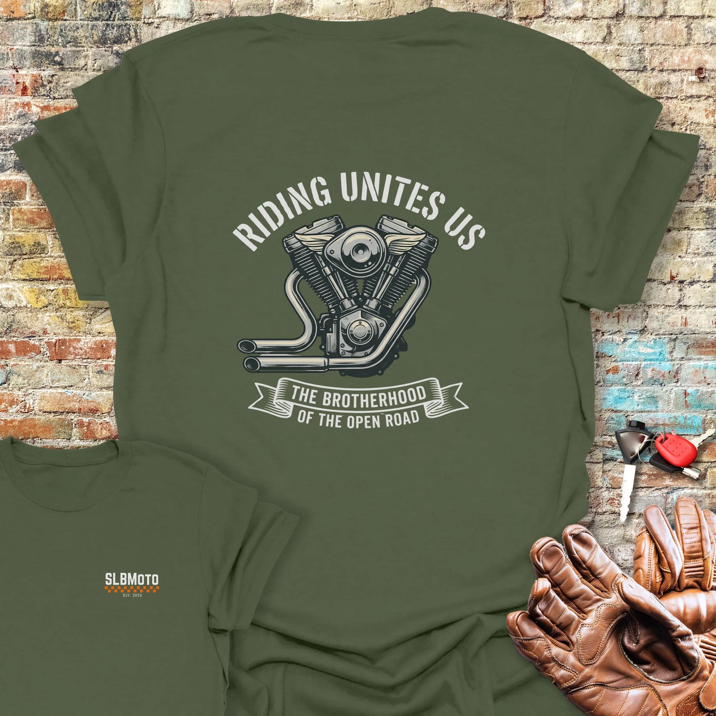 United Brotherhood Back Print T-Shirt - Military Green