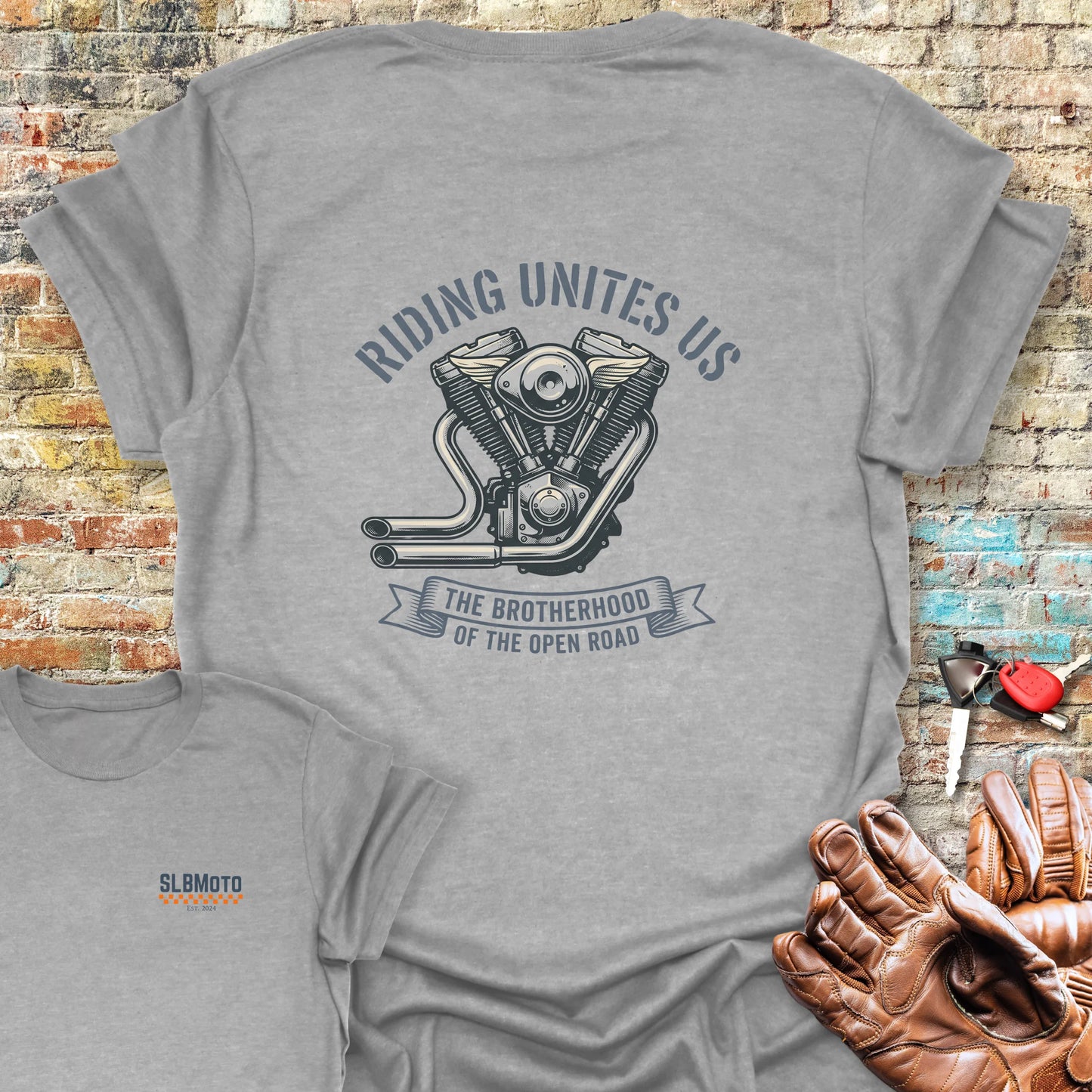 United Brotherhood Back Print T-Shirt - Sport Grey