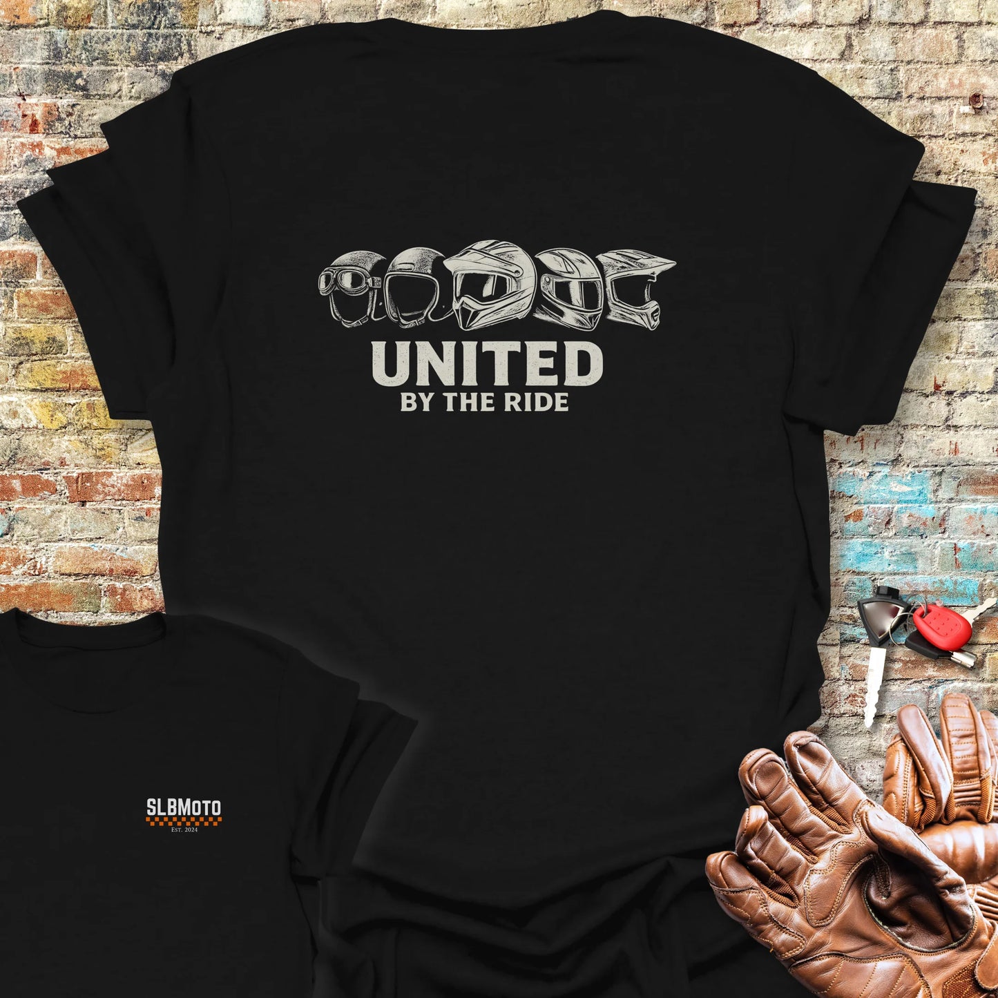 United By The Ride Back Print T-Shirt - Black