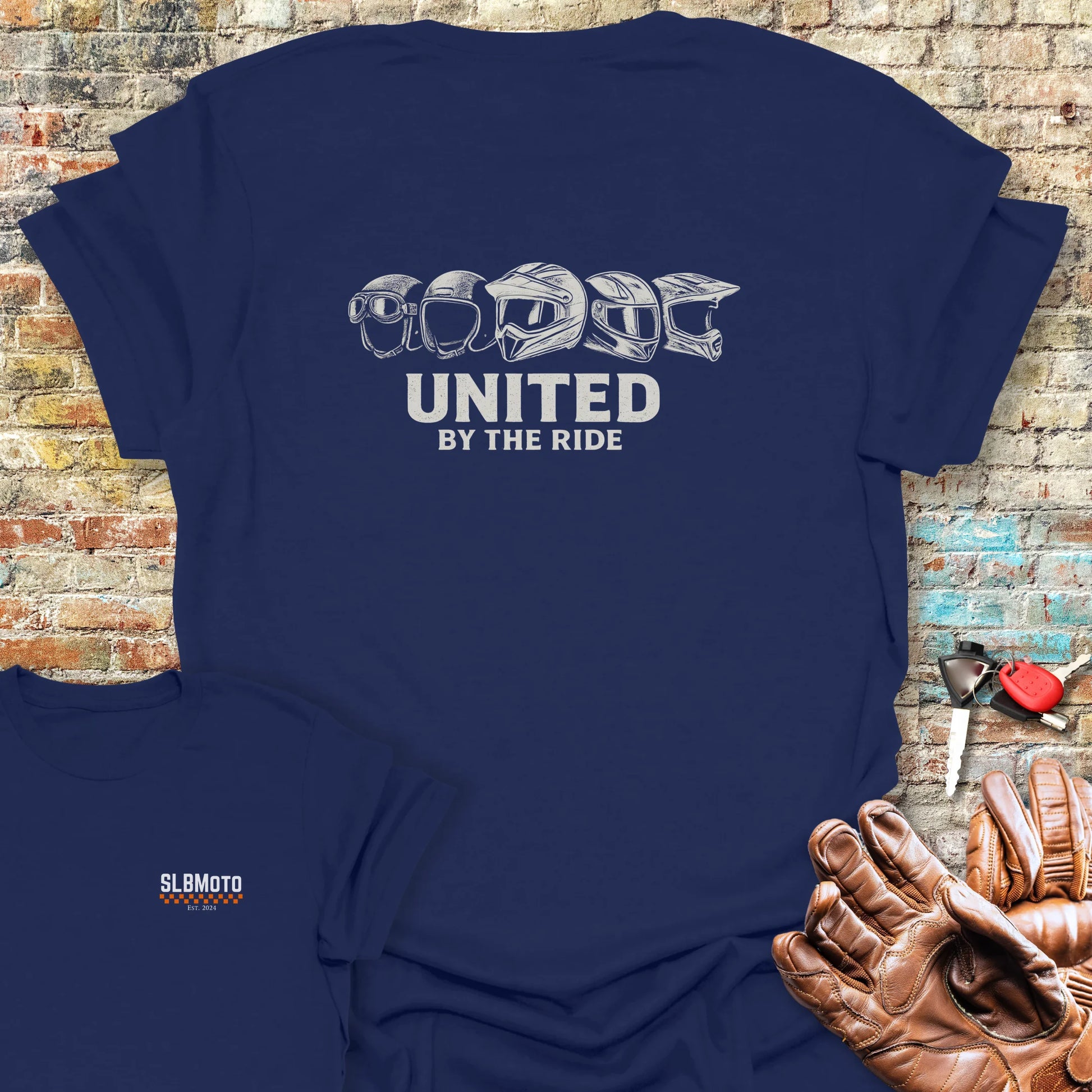 United By The Ride Back Print T-Shirt - Navy