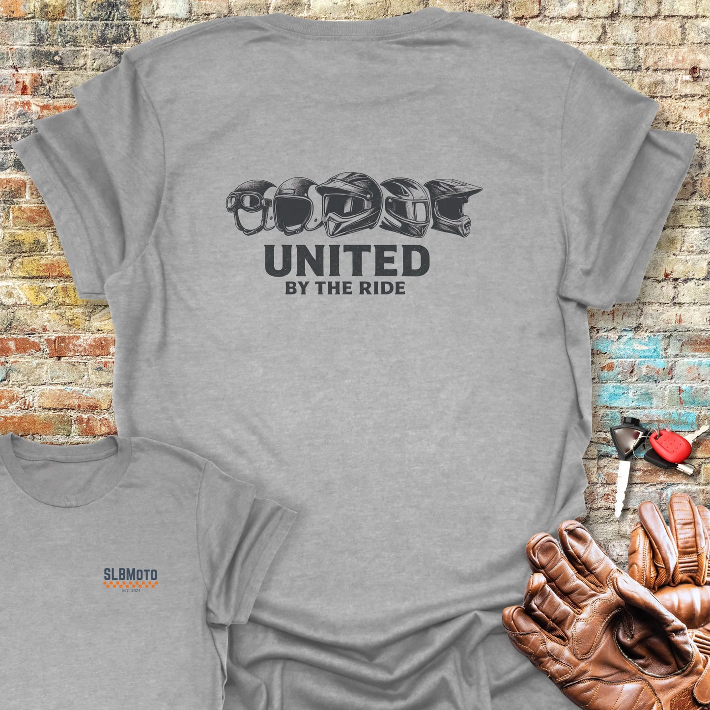 United By The Ride Back Print T-Shirt - Sport Grey