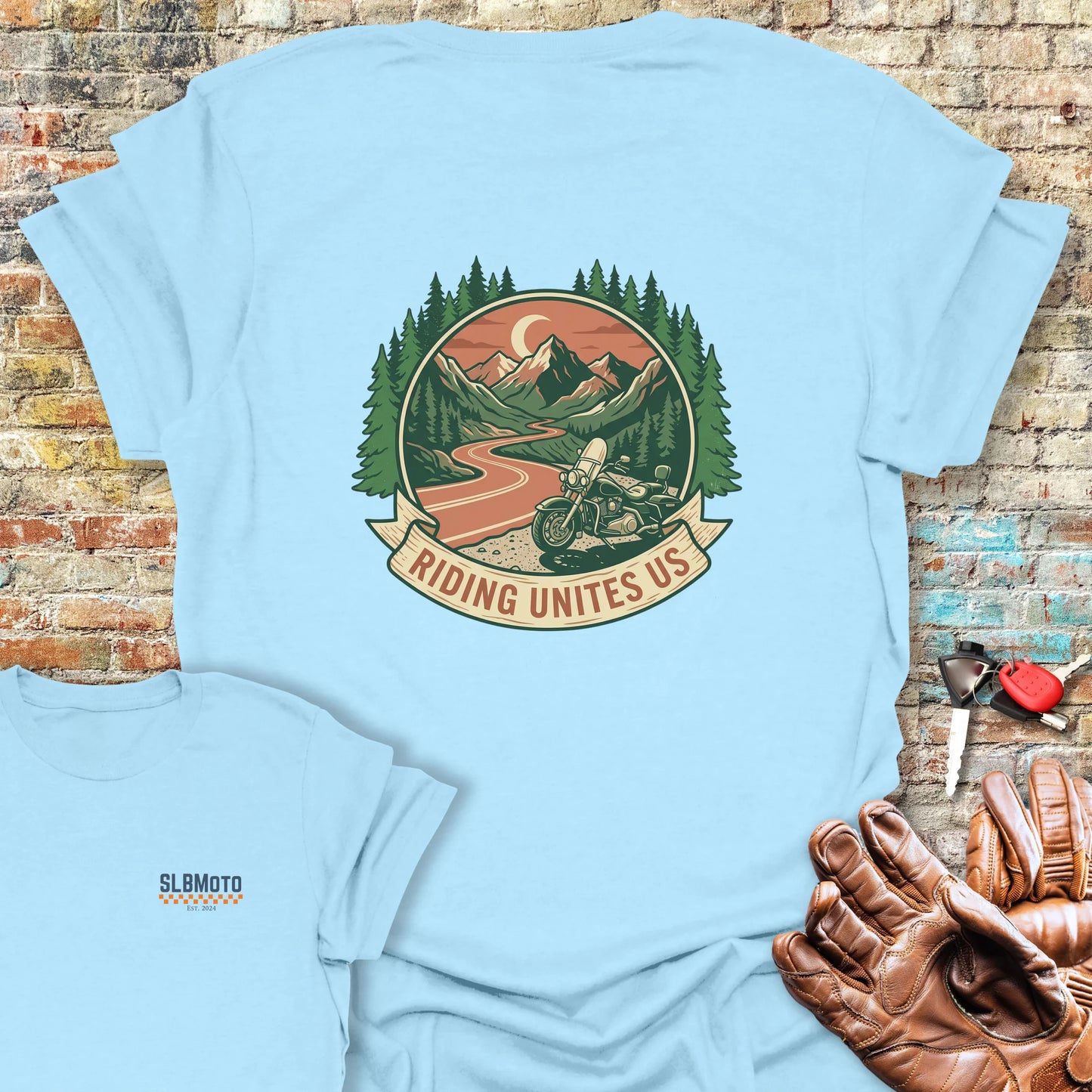 United Canyons Back Print T-Shirt - Light Blue