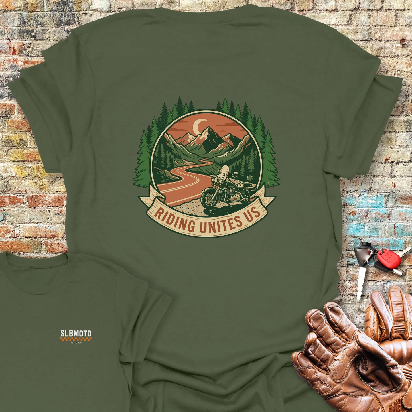 United Canyons Back Print T-Shirt - Military Green