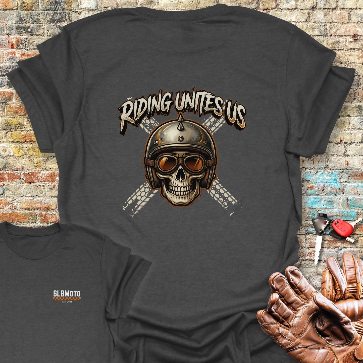 United Skull Back Print T-Shirt - Dark Heather