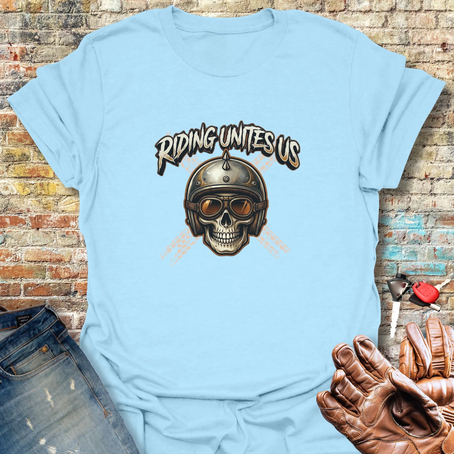United Skull T-Shirt - Light Blue