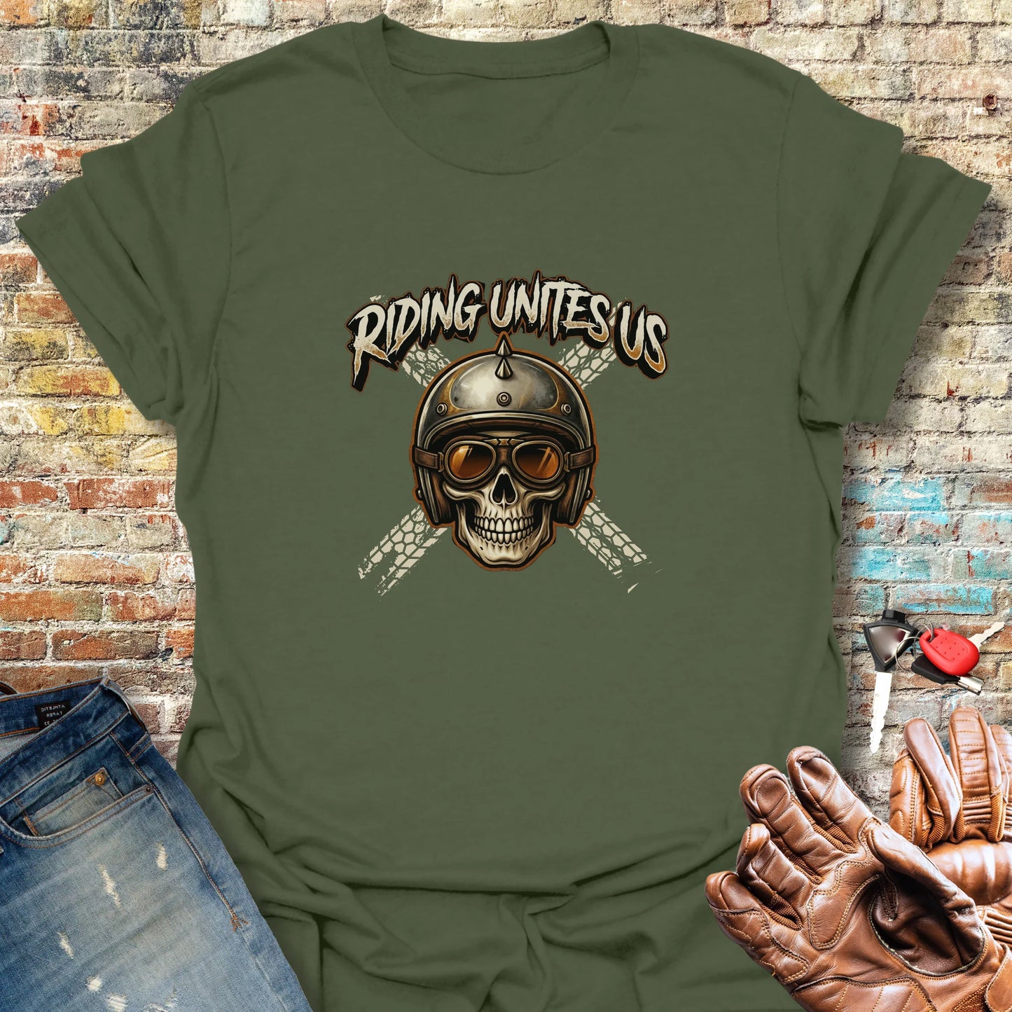 United Skull T-Shirt - Military Green