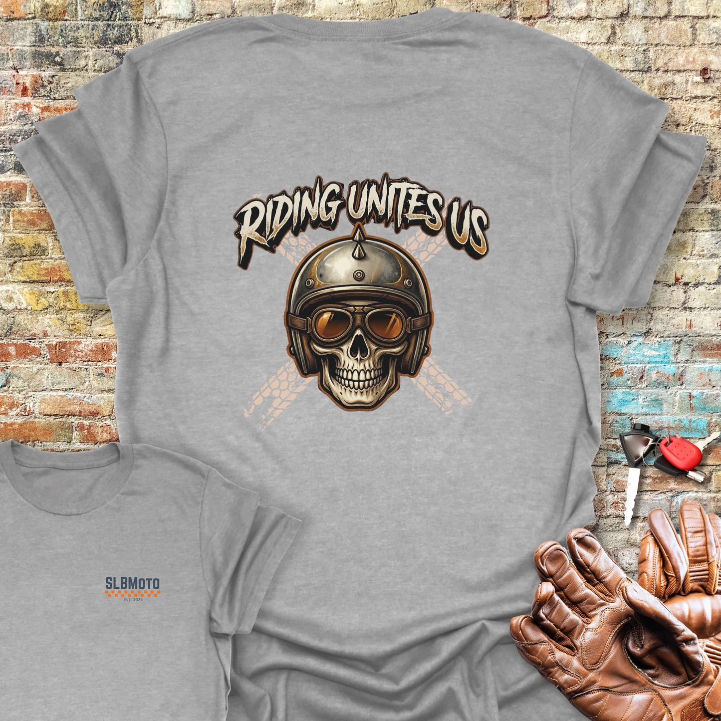 United Skull Back Print T-Shirt - Sport Grey