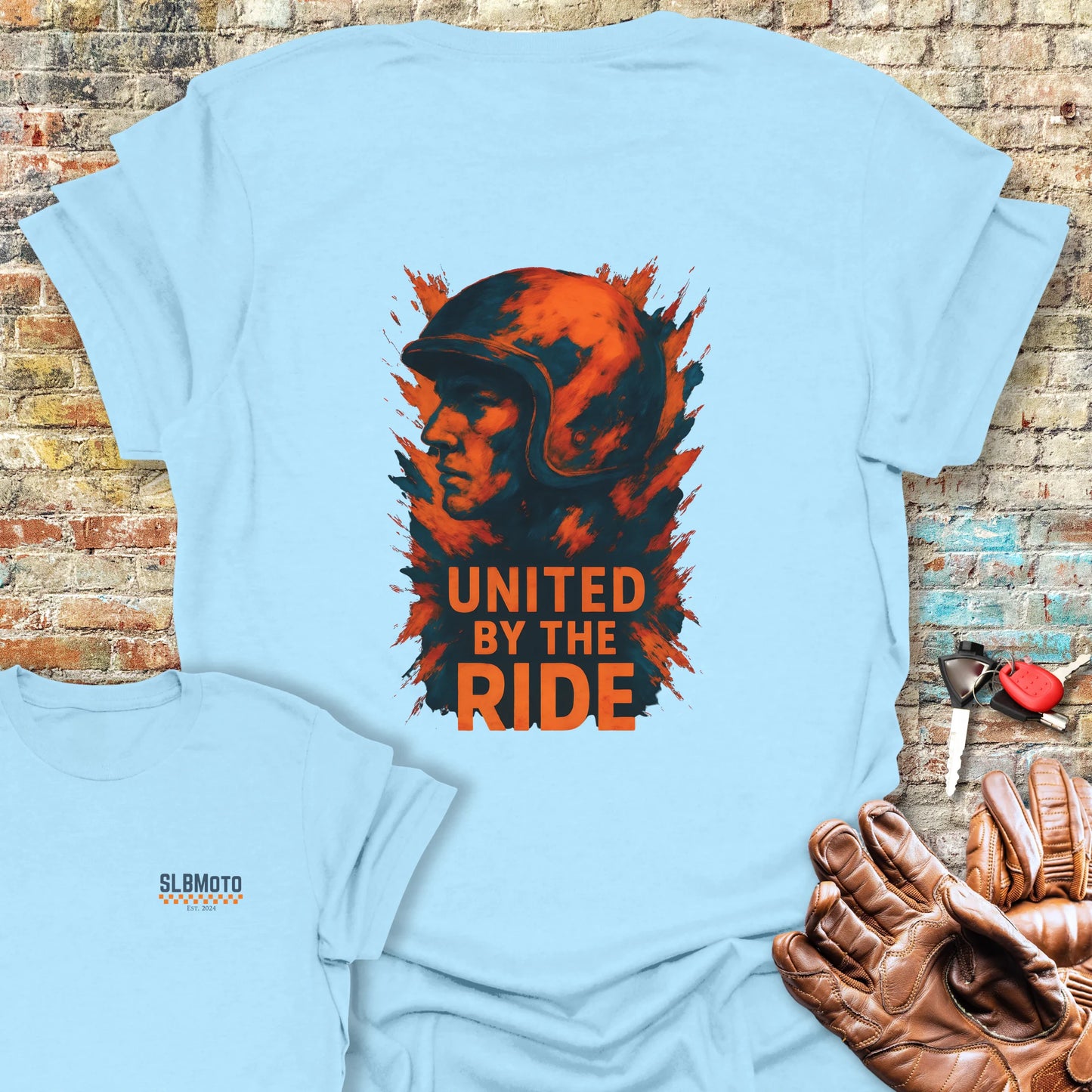 United Splash Back Print T-Shirt - Light Blue