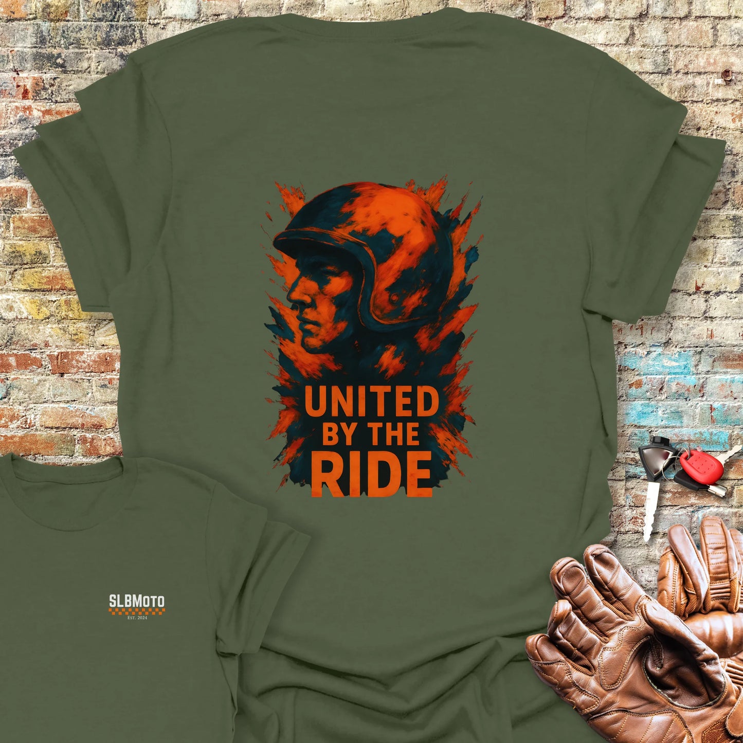 United Splash Back Print T-Shirt - Military Green