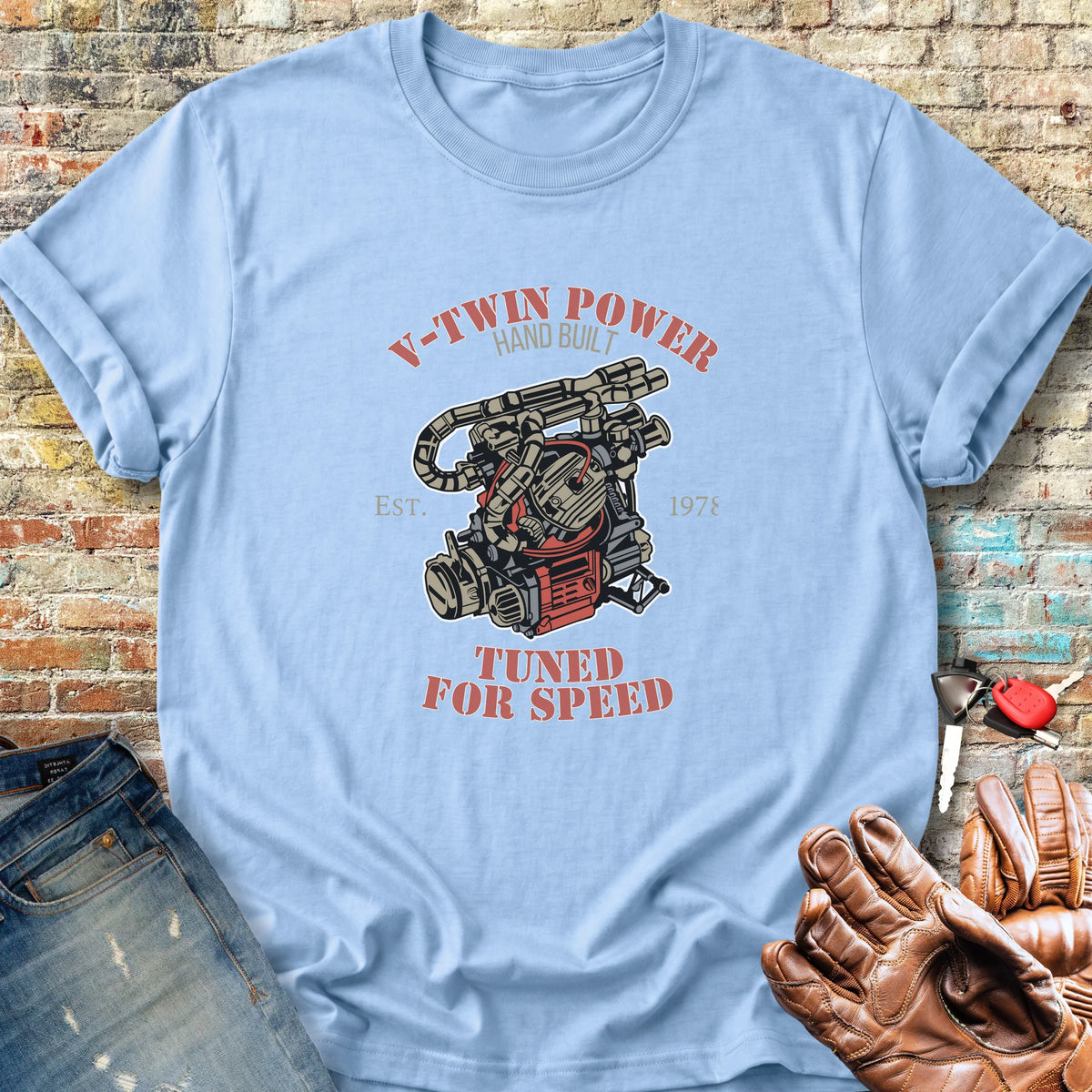 V-Twin Power Classic T-Shirt - Light Blue