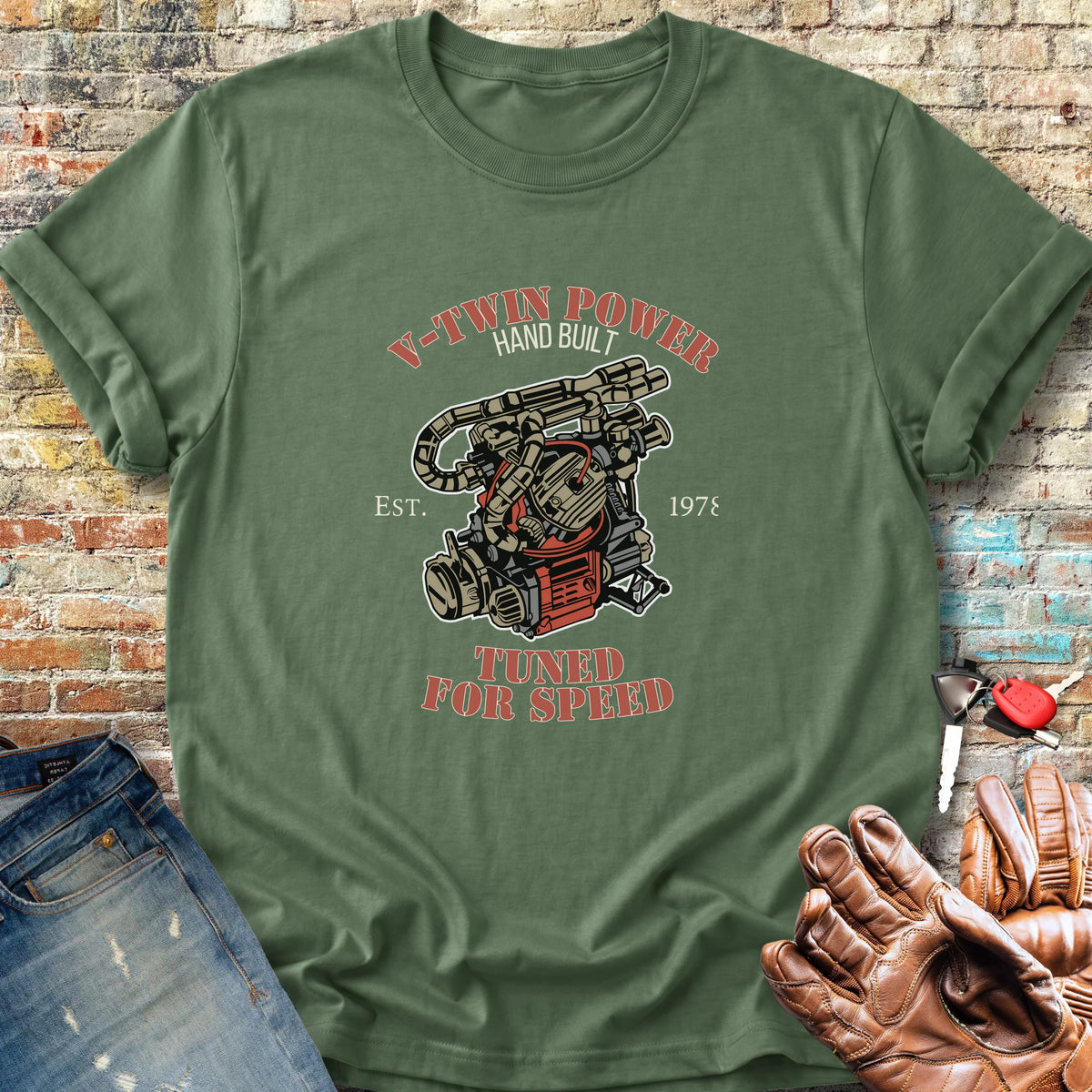 V-Twin Power Classic T-Shirt - Military Green