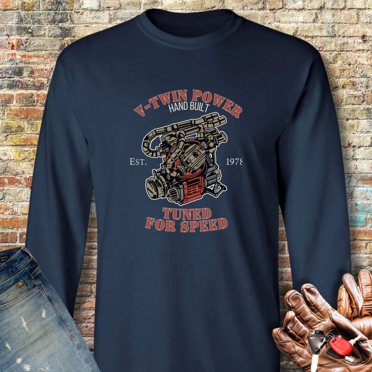 V-Twin Power Long Sleeve T-Shirt - Navy