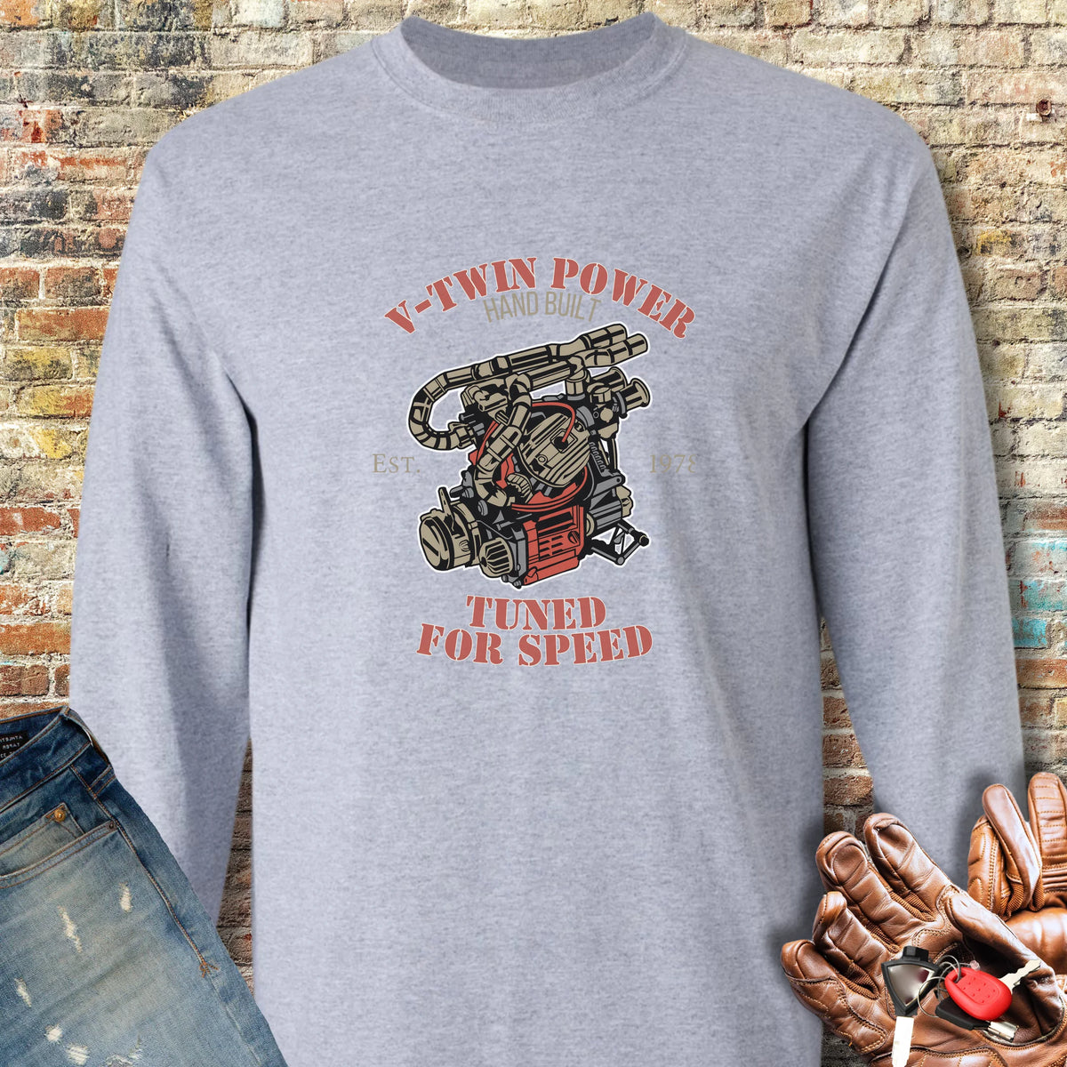 V-Twin Power Long Sleeve T-Shirt - Sport Grey