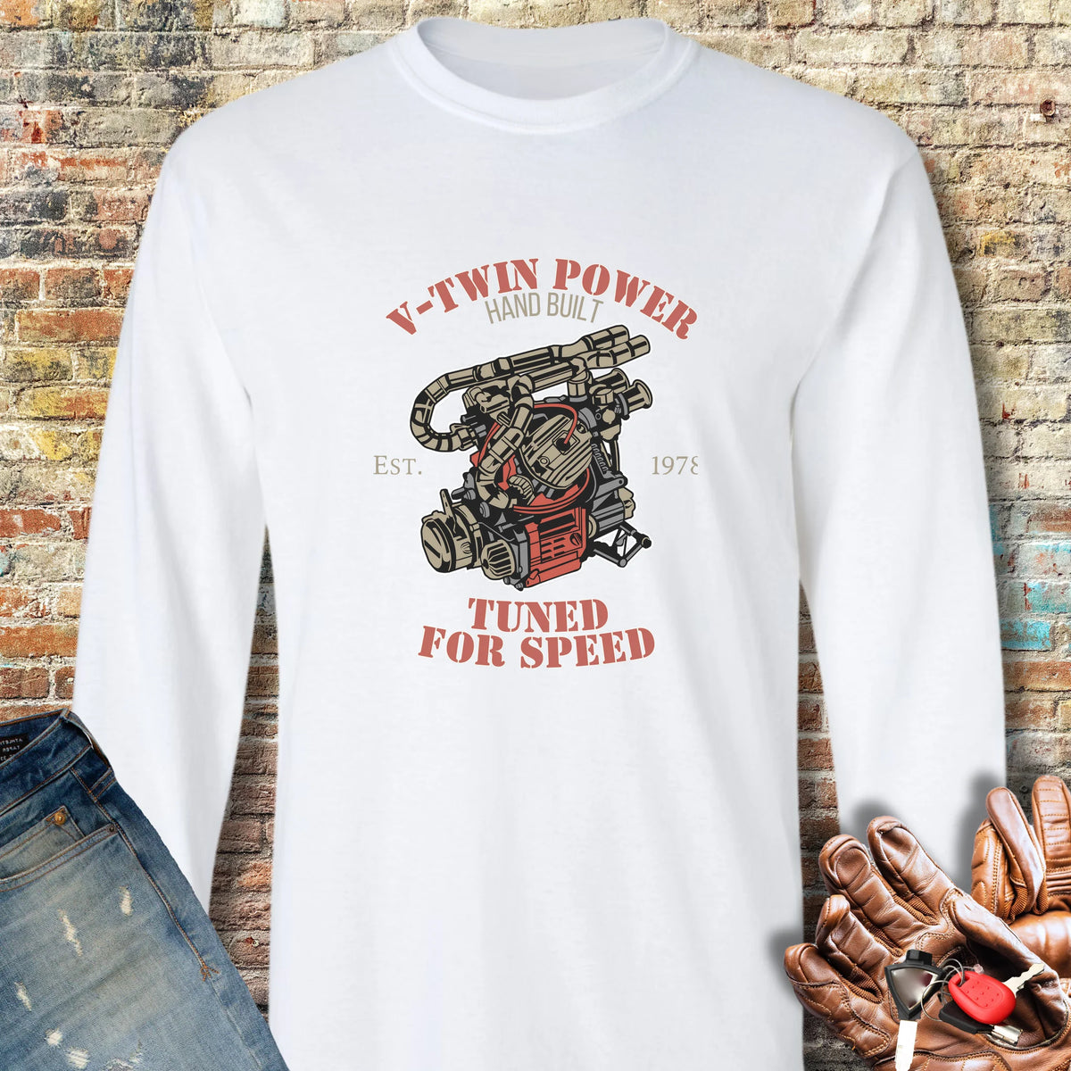 V-Twin Power Long Sleeve T-Shirt - White