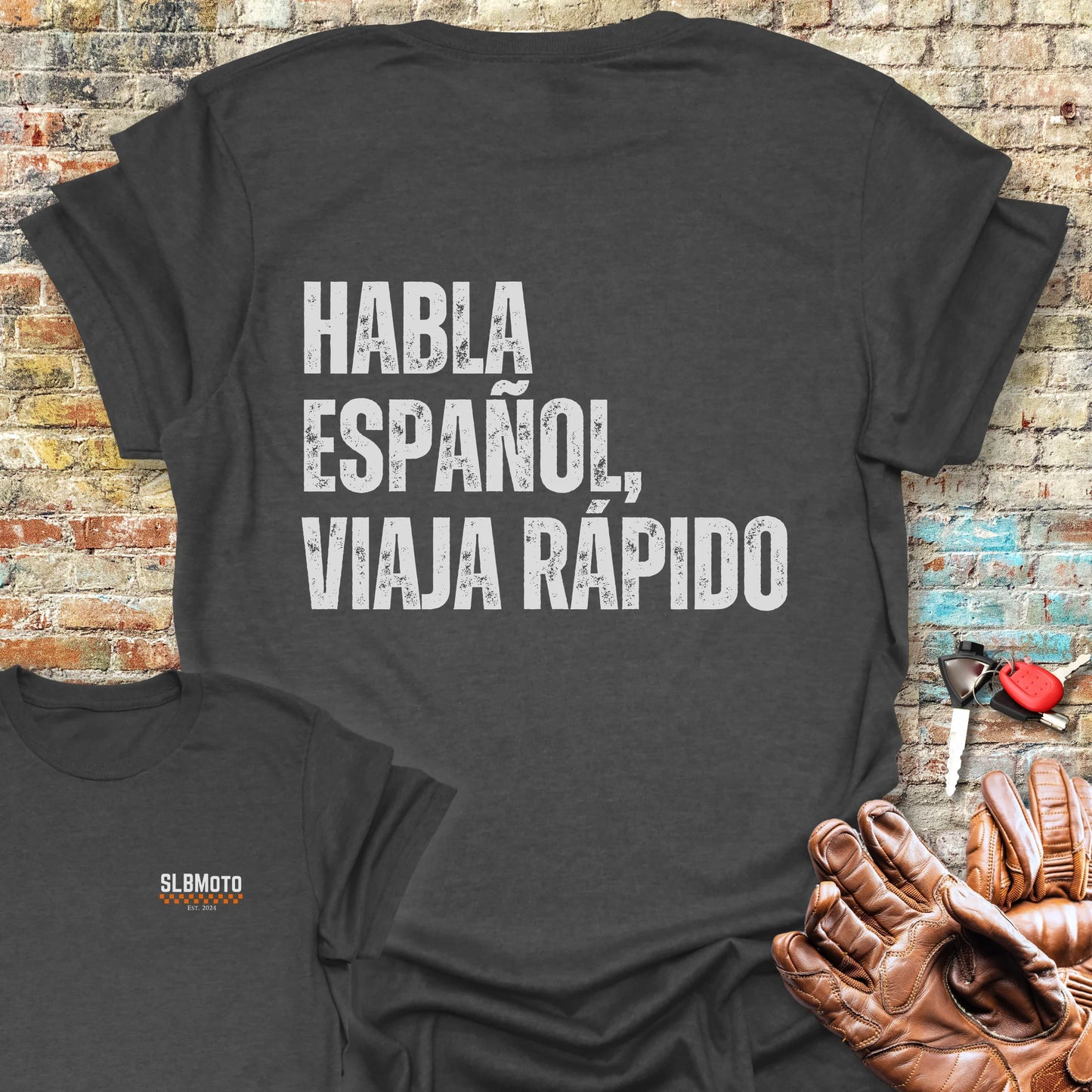 Viaja Rapido Back Print T-Shirt - Dark Heather