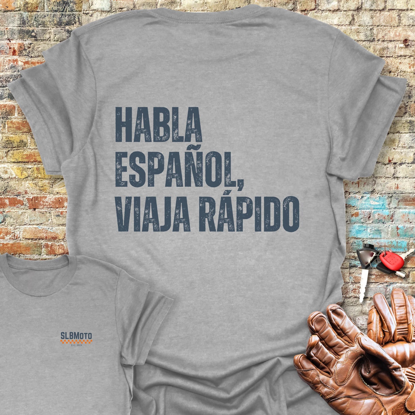 Viaja Rapido Back Print T-Shirt - Sport Grey