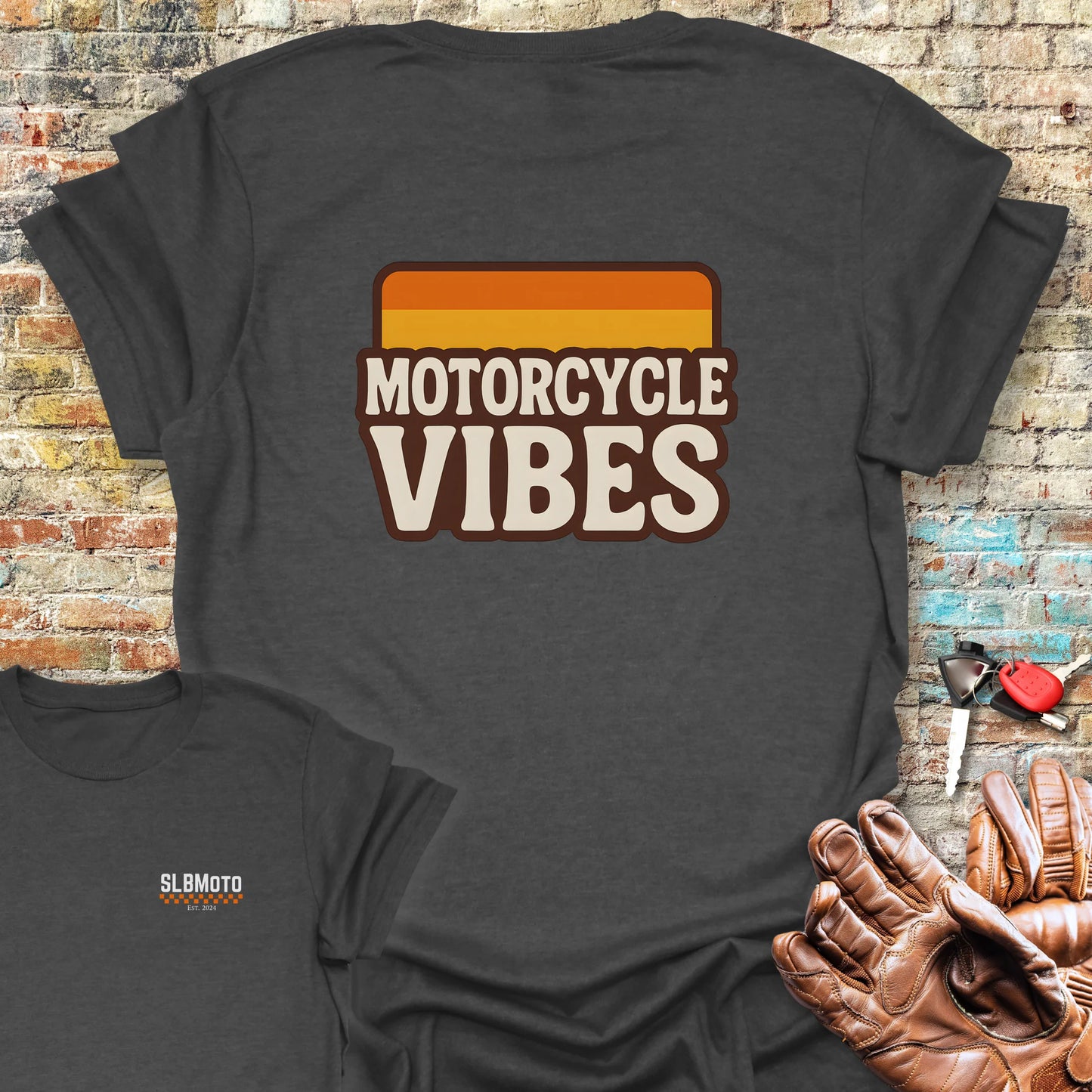 Vibes Back Print T-Shirt - Dark Heather