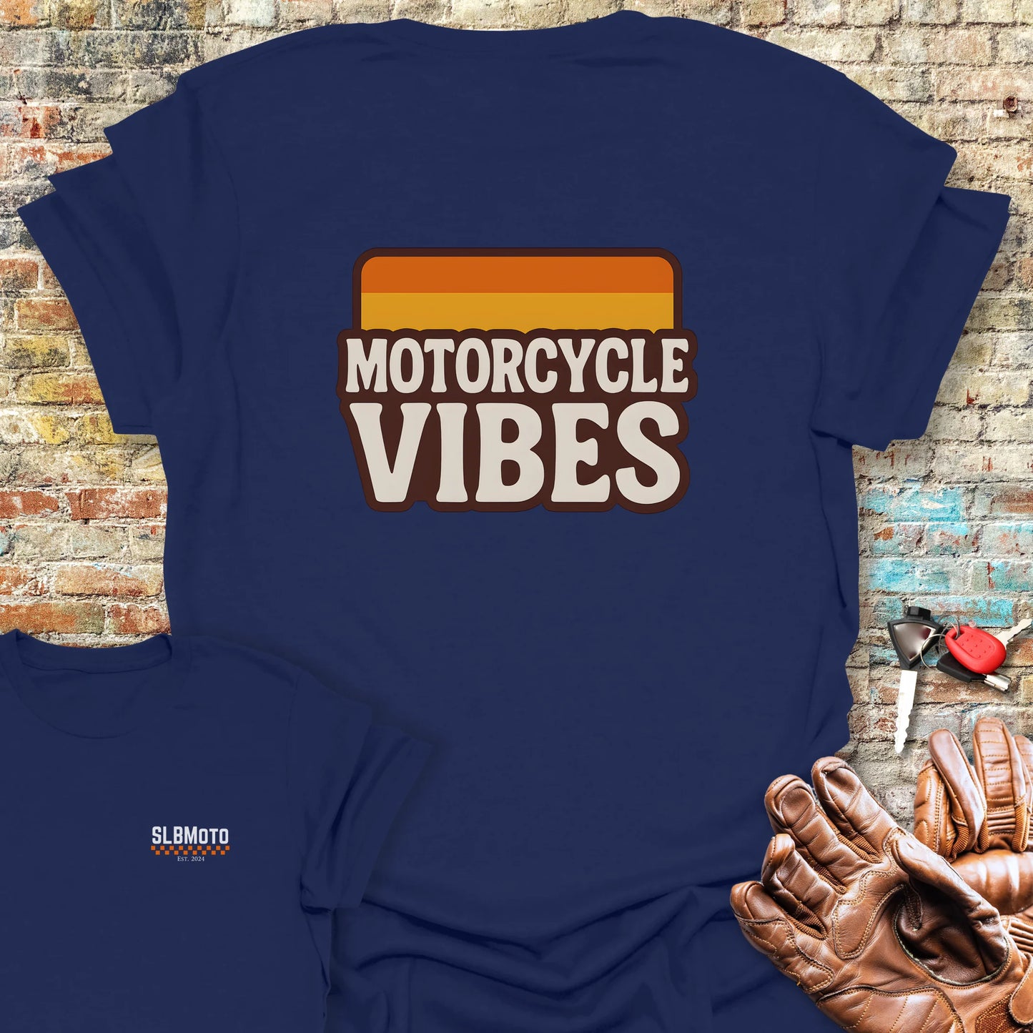 Vibes Back Print T-Shirt - Navy