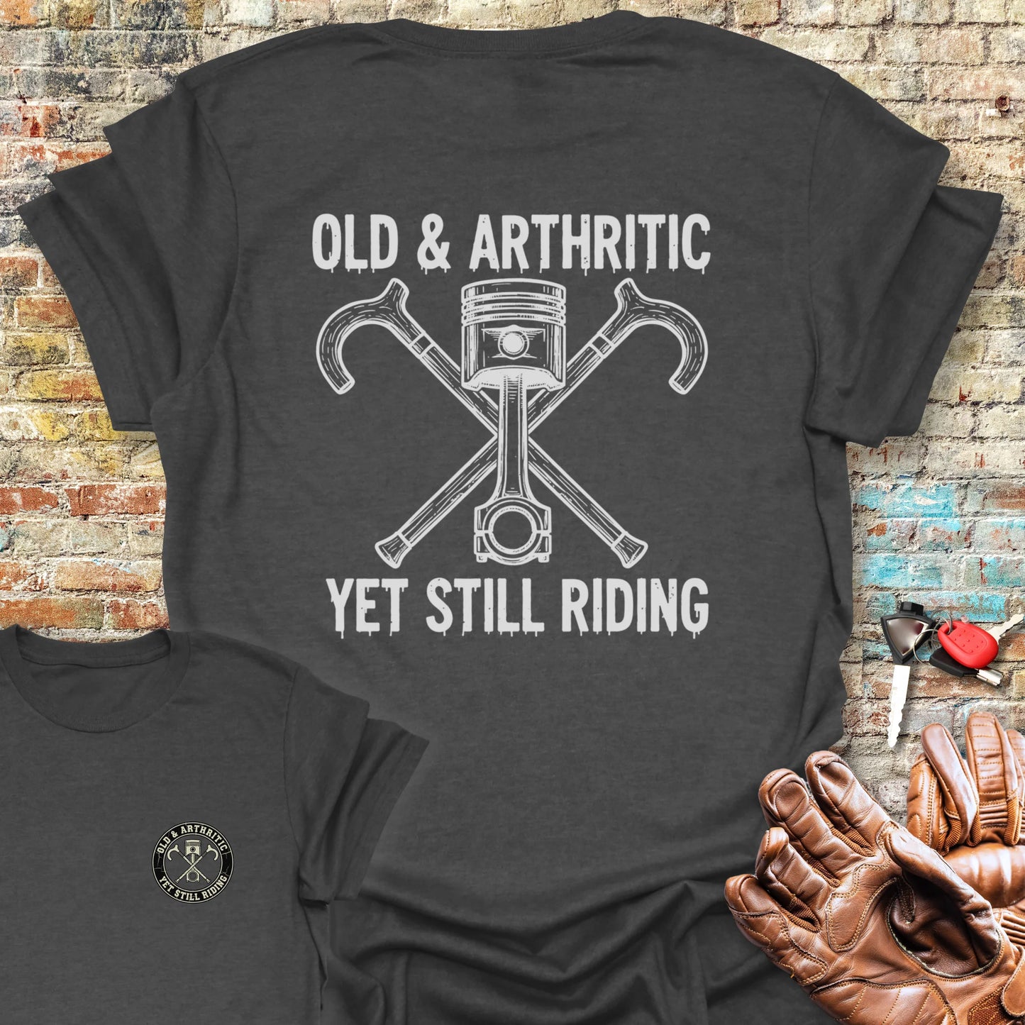 Walking Sticks Back Print T-Shirt - Dark Heather