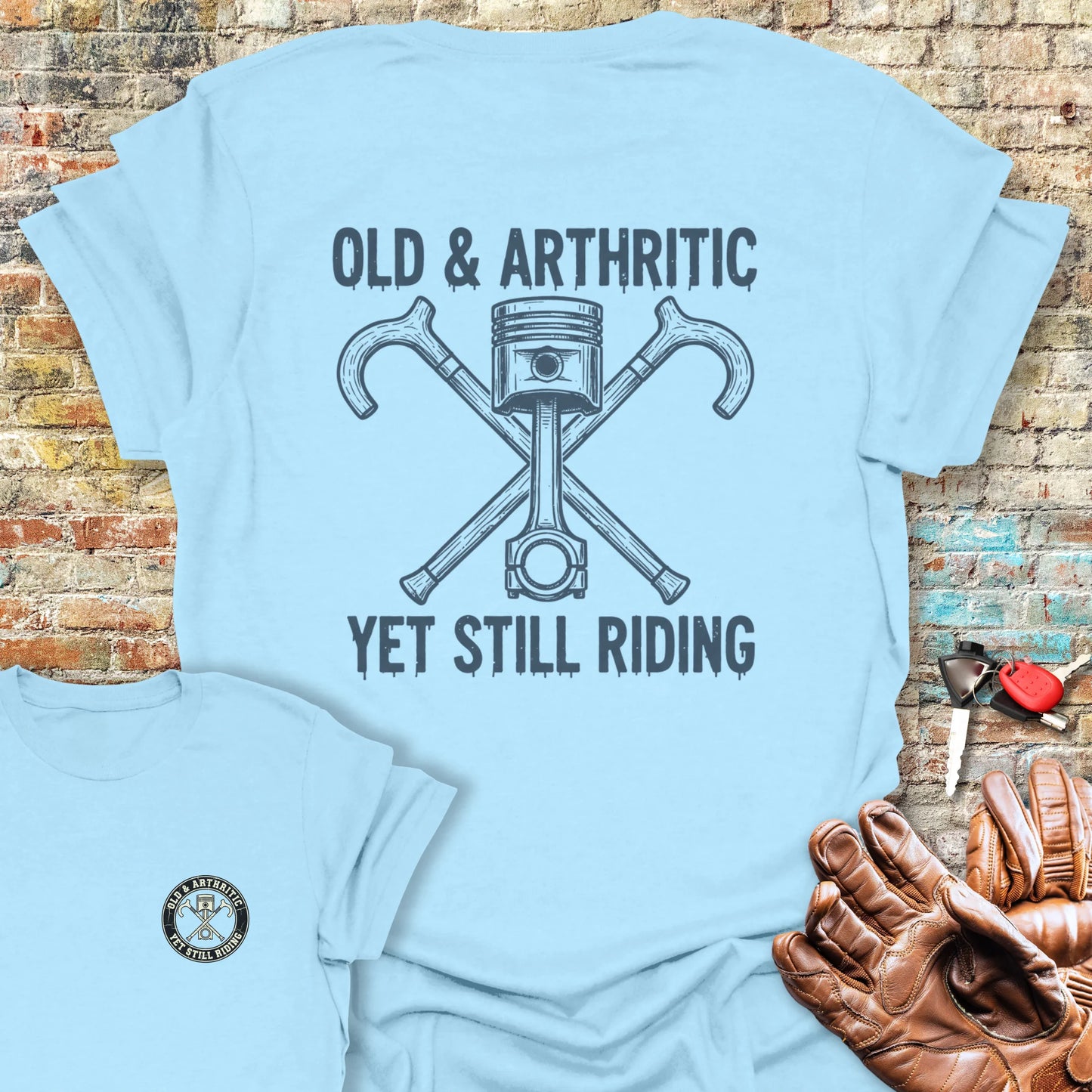 Walking Sticks Back Print T-Shirt - Light Blue