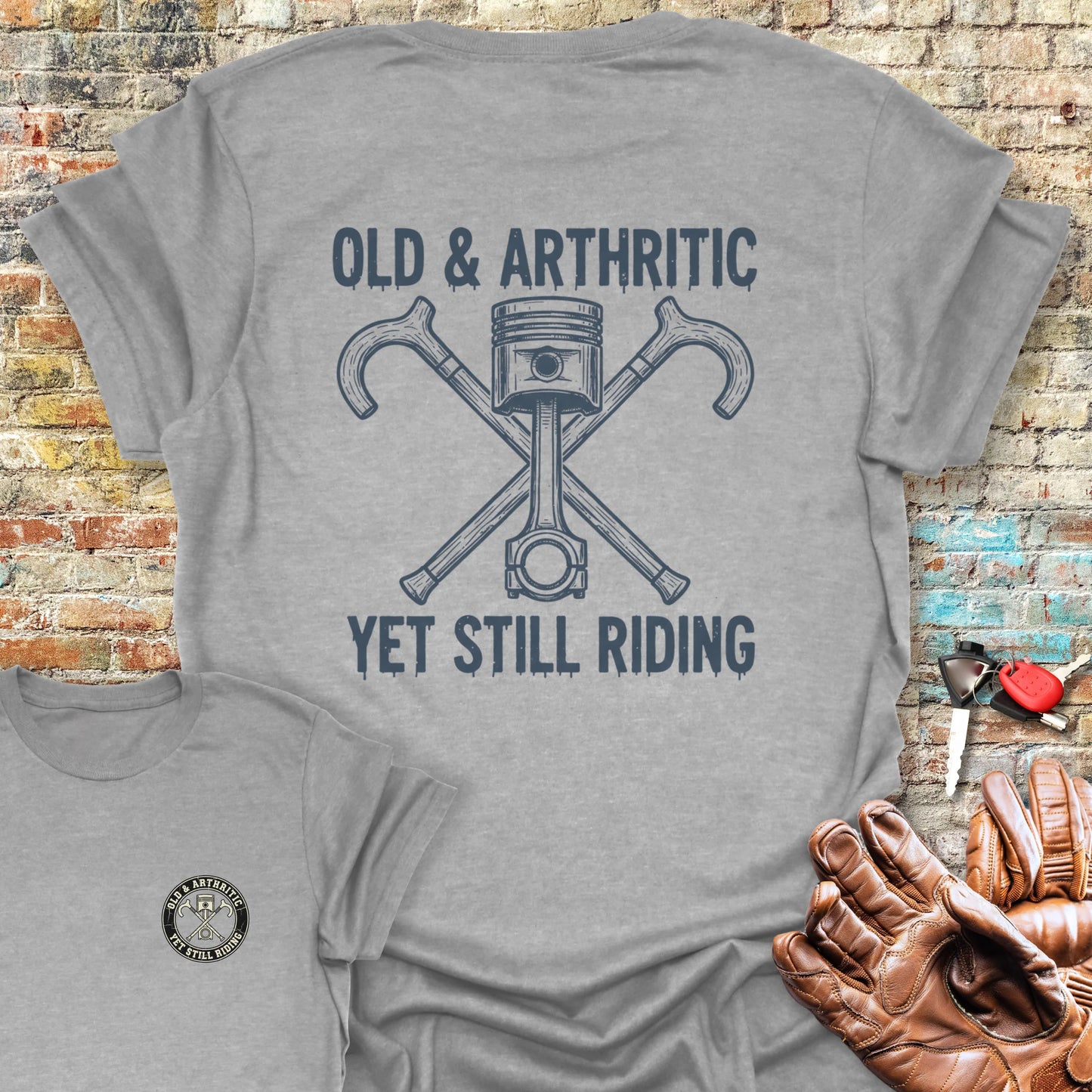 Walking Sticks Back Print T-Shirt - Sport Grey