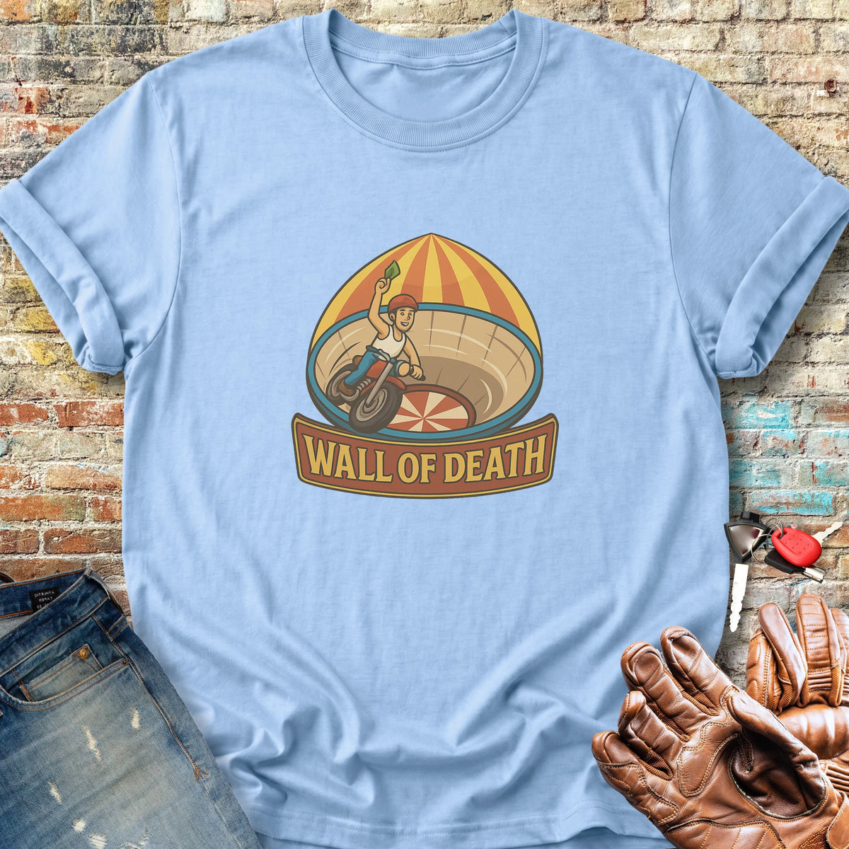 Wall Of Death Classic T-Shirt - Light Blue
