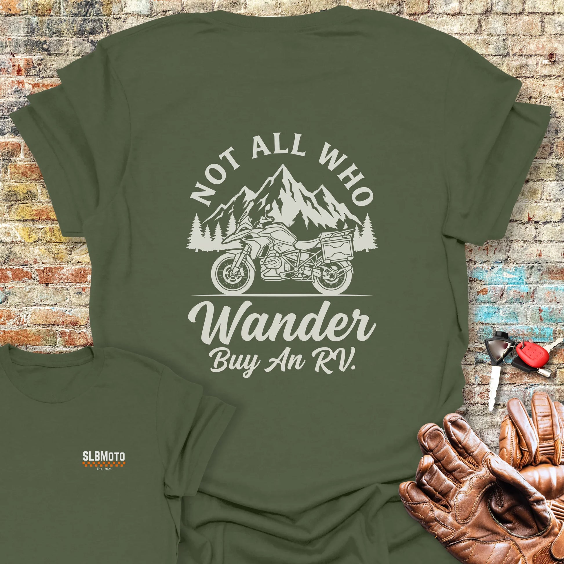 Wander Back Print T-Shirt - Military Green