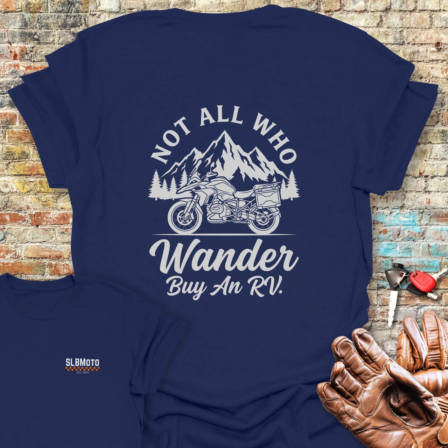 Wander Back Print T-Shirt - Navy