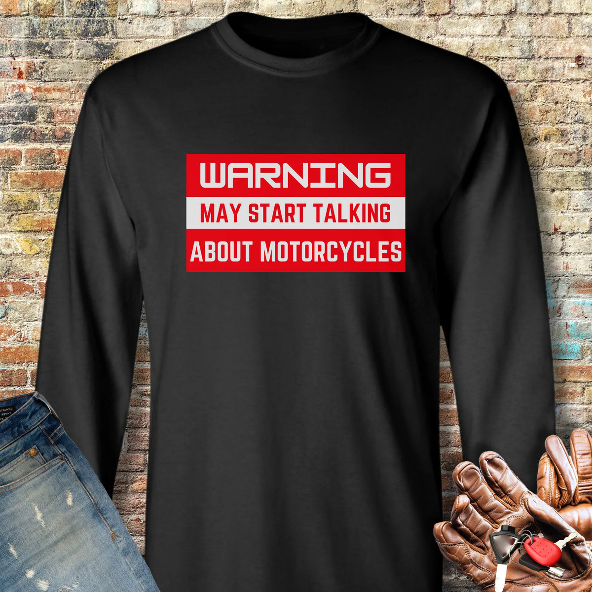 Warning Long Sleeve T-Shirt - Black