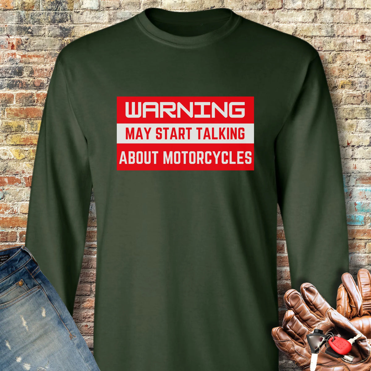 Warning Long Sleeve T-Shirt - Forest Green