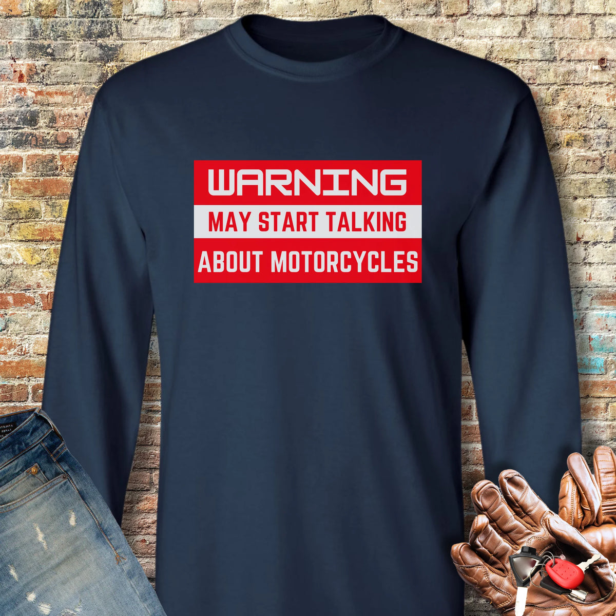 Warning Long Sleeve T-Shirt - Navy