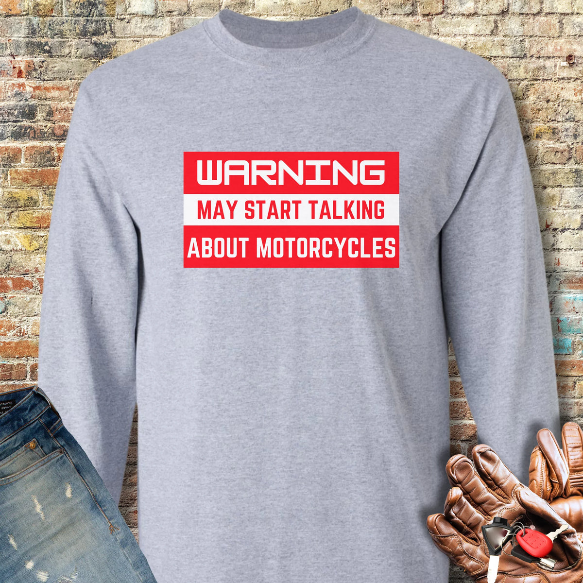 Warning Long Sleeve T-Shirt - Sport Grey