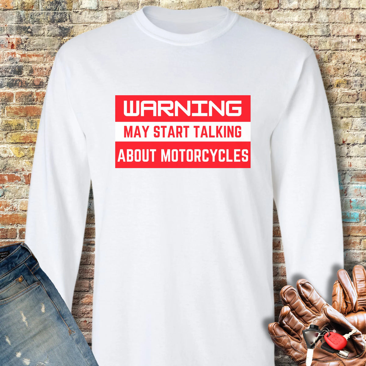 Warning Long Sleeve T-Shirt - White