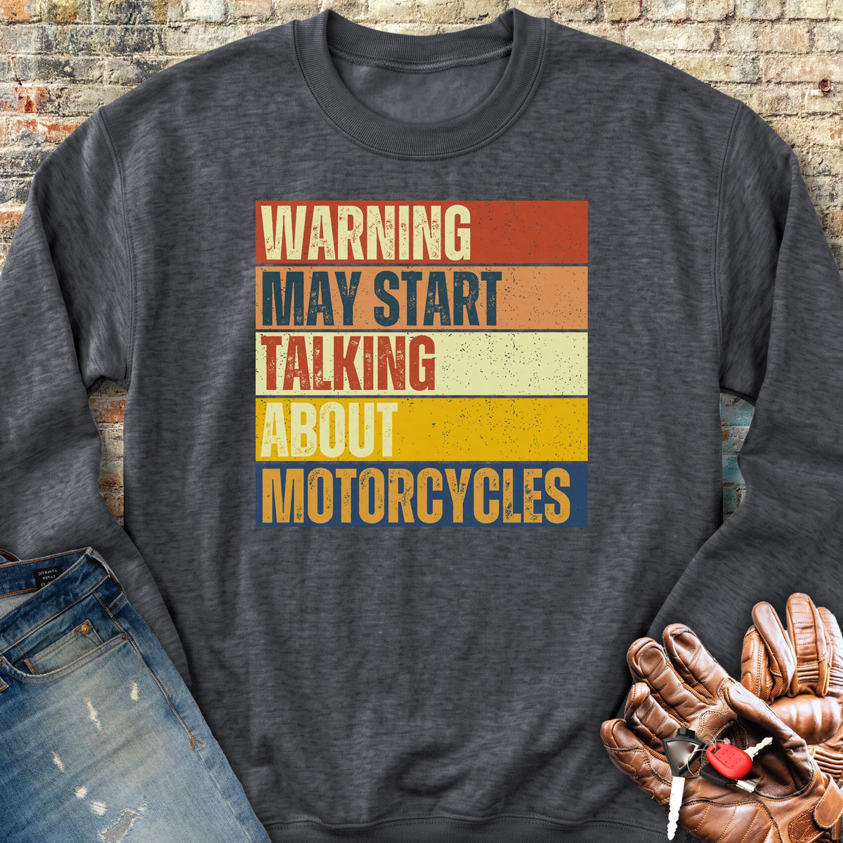 Warning (Block) Sweatshirt - Dark Heather