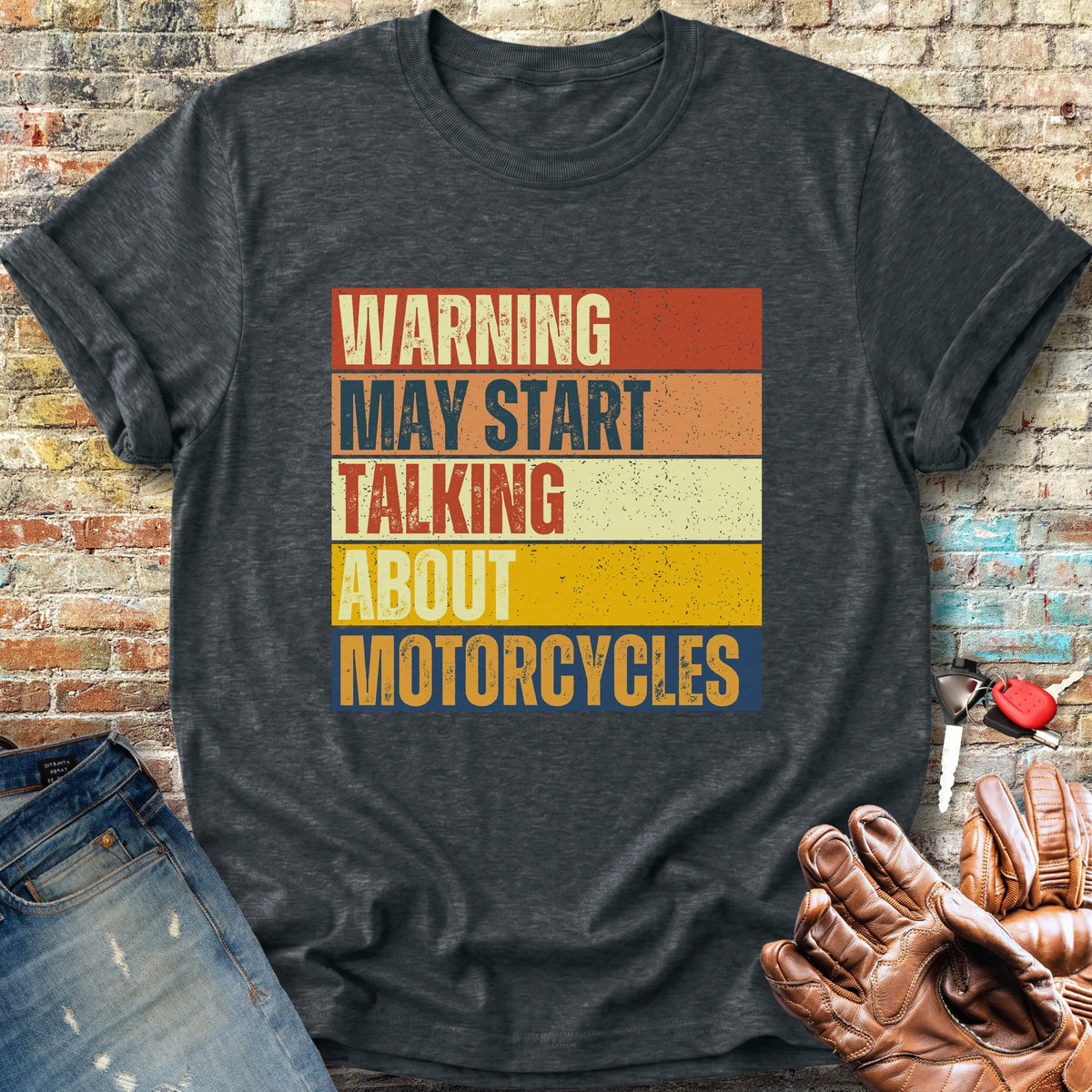 Warning (Block) Classic T-Shirt - Dark Heather