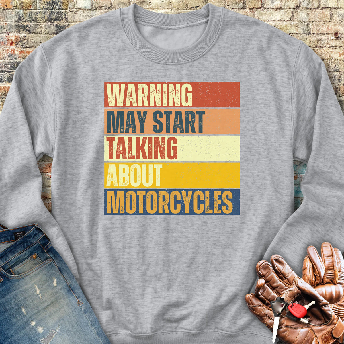 Warning (Block) Sweatshirt - Sport Grey