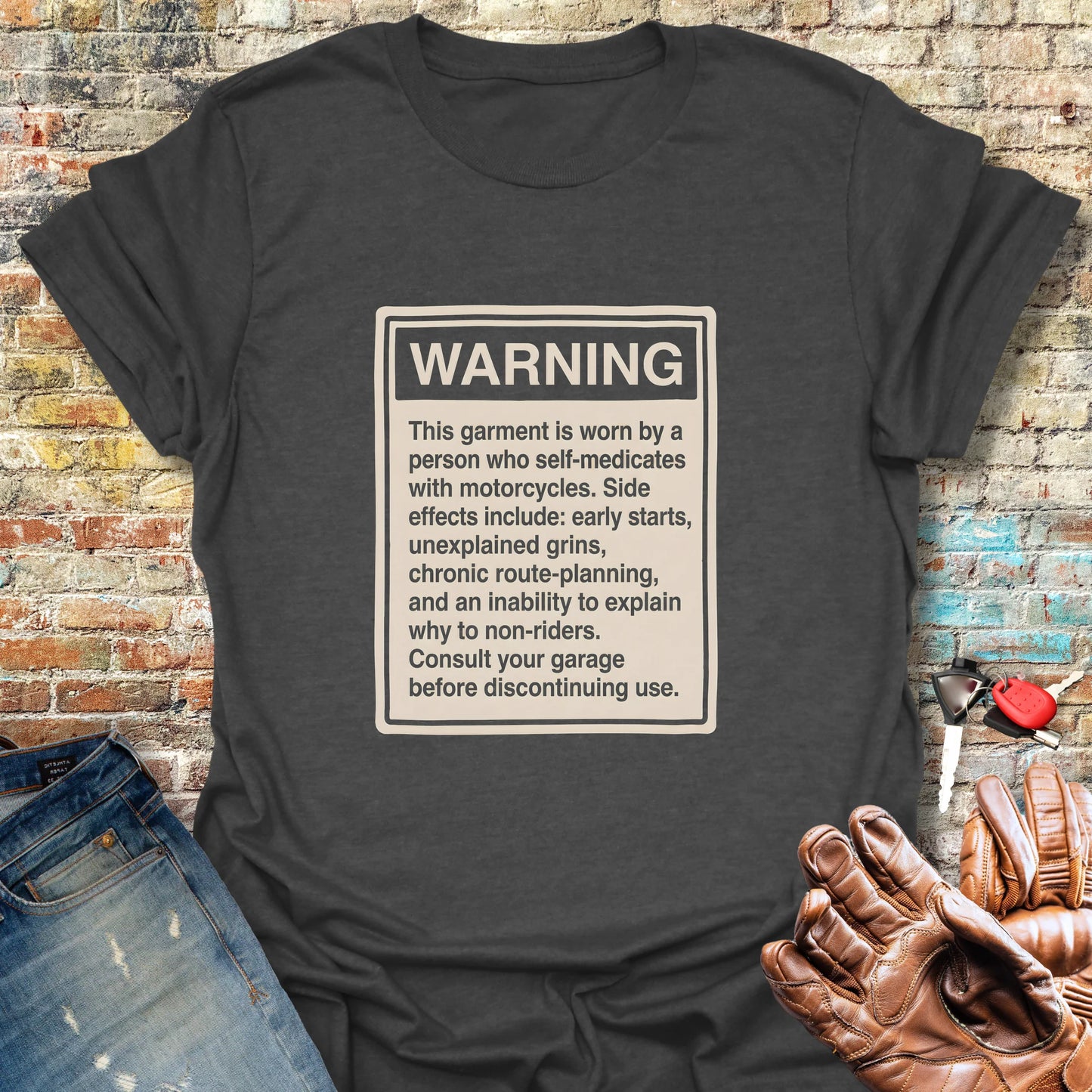 Warning Label T-Shirt - Dark Heather