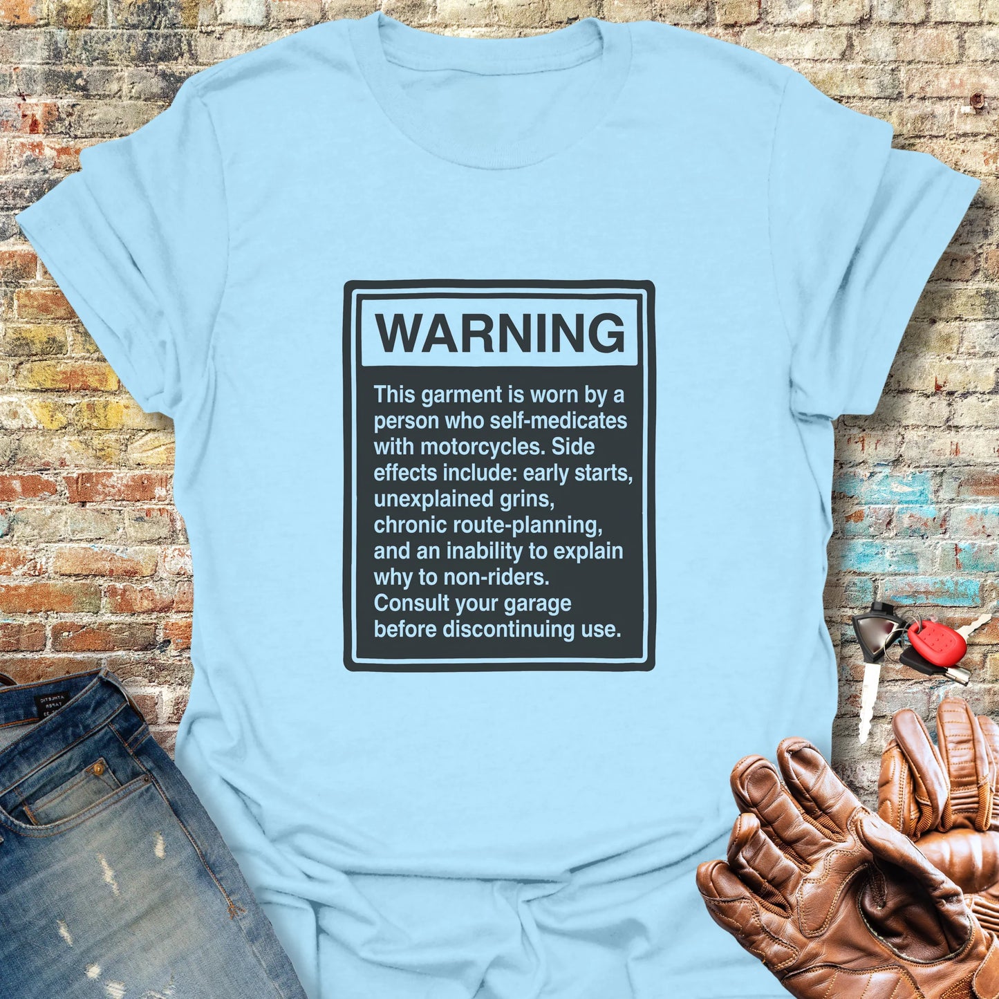 Warning Label T-Shirt - Light Blue
